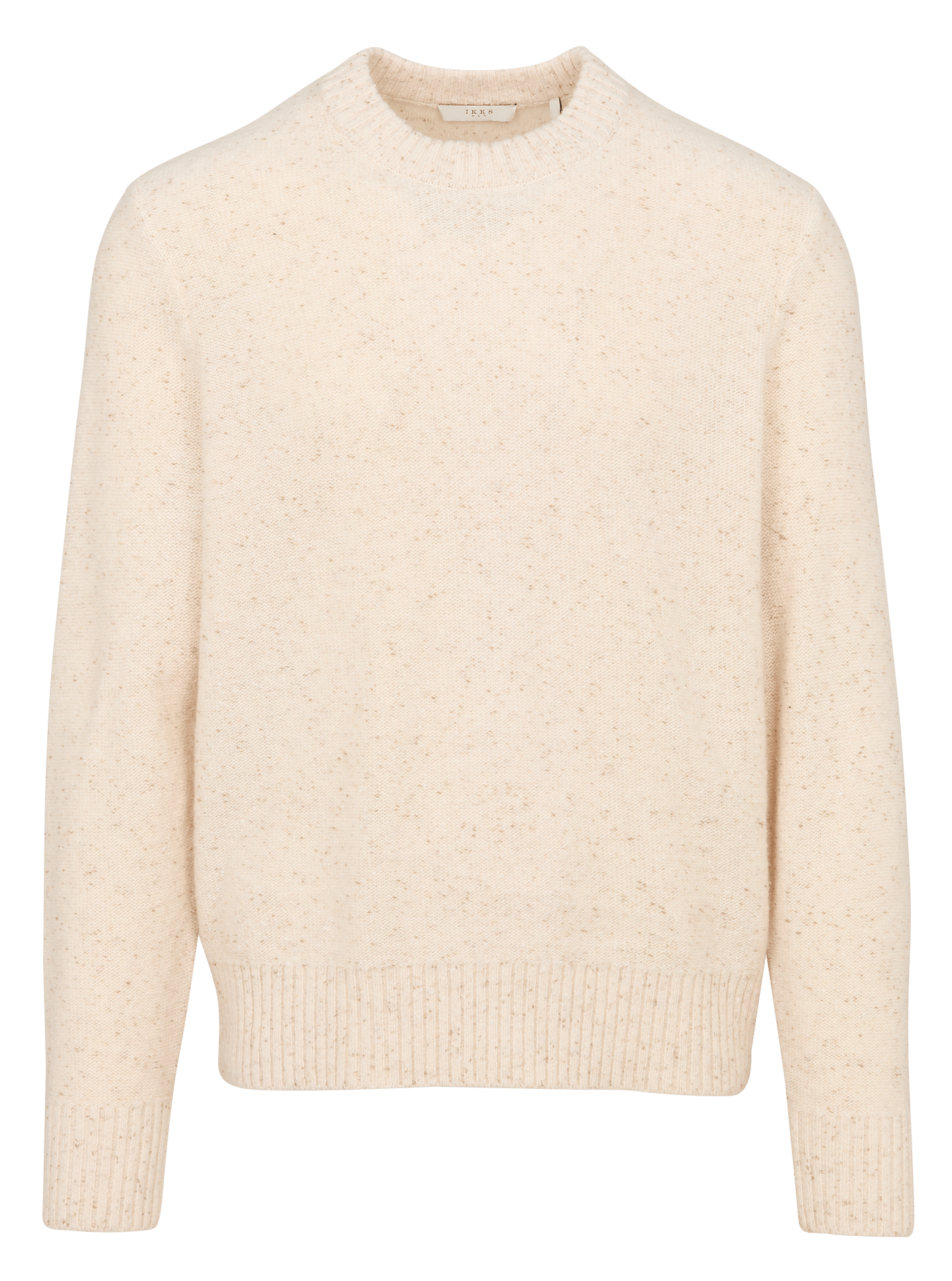 Pull droit col rond chiné en laine mélangée IKKS Blanc