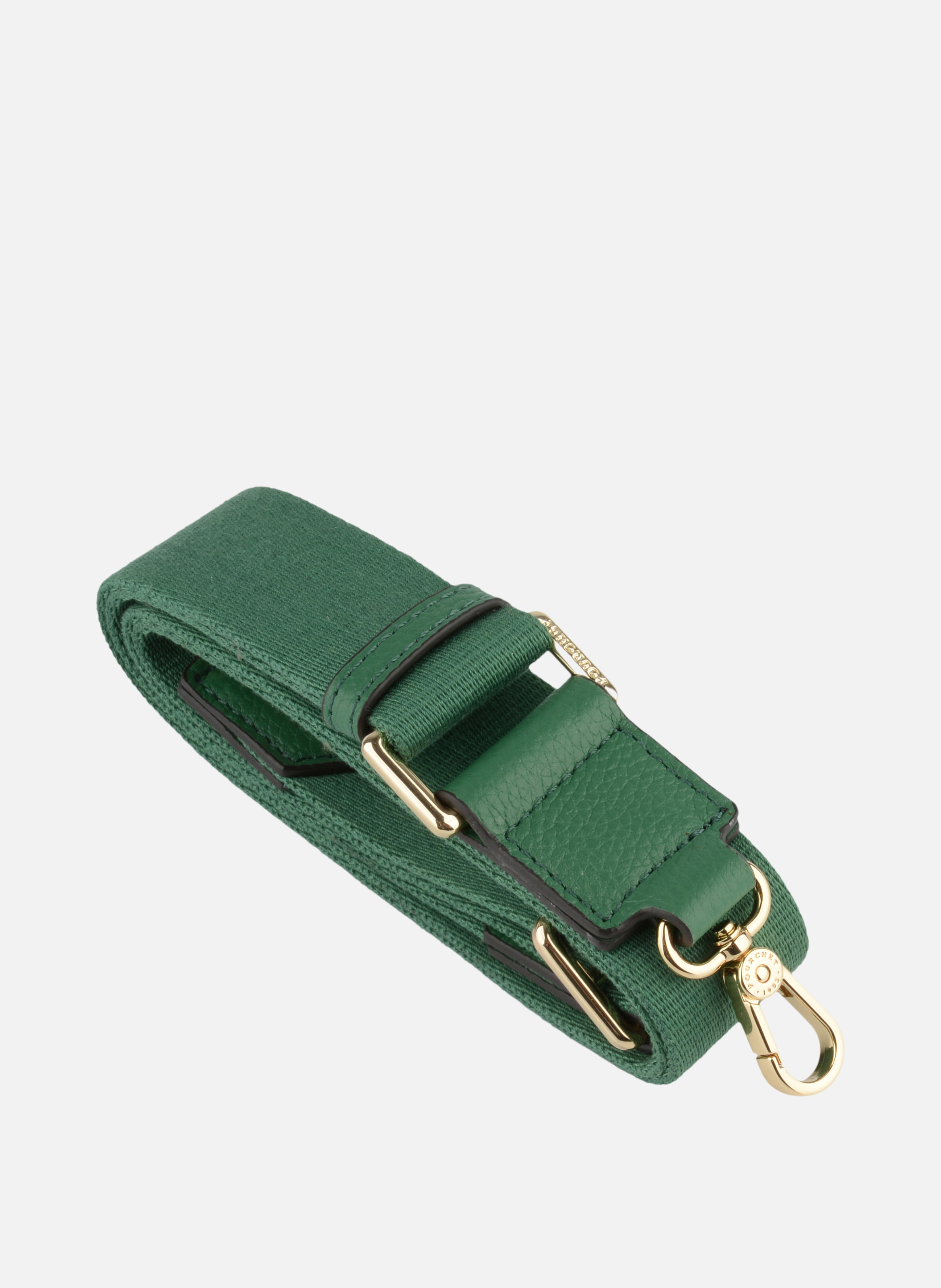 Bandoulière | bandoulière de sac en coton garni cuir | Vert POURCHET Femme