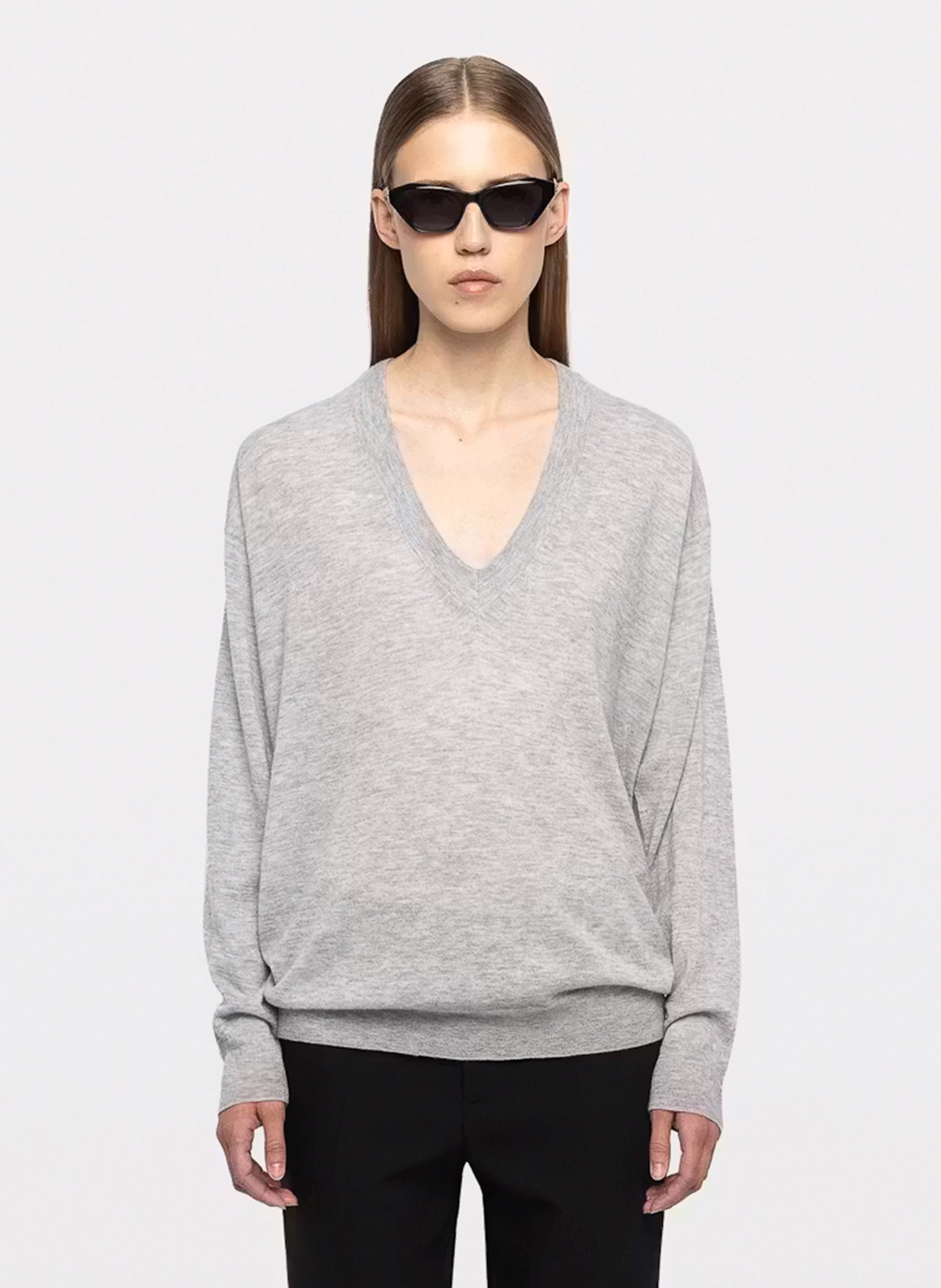 Pull oversize col v en cachemire swyny ZADIG&VOLTAIRE Gris