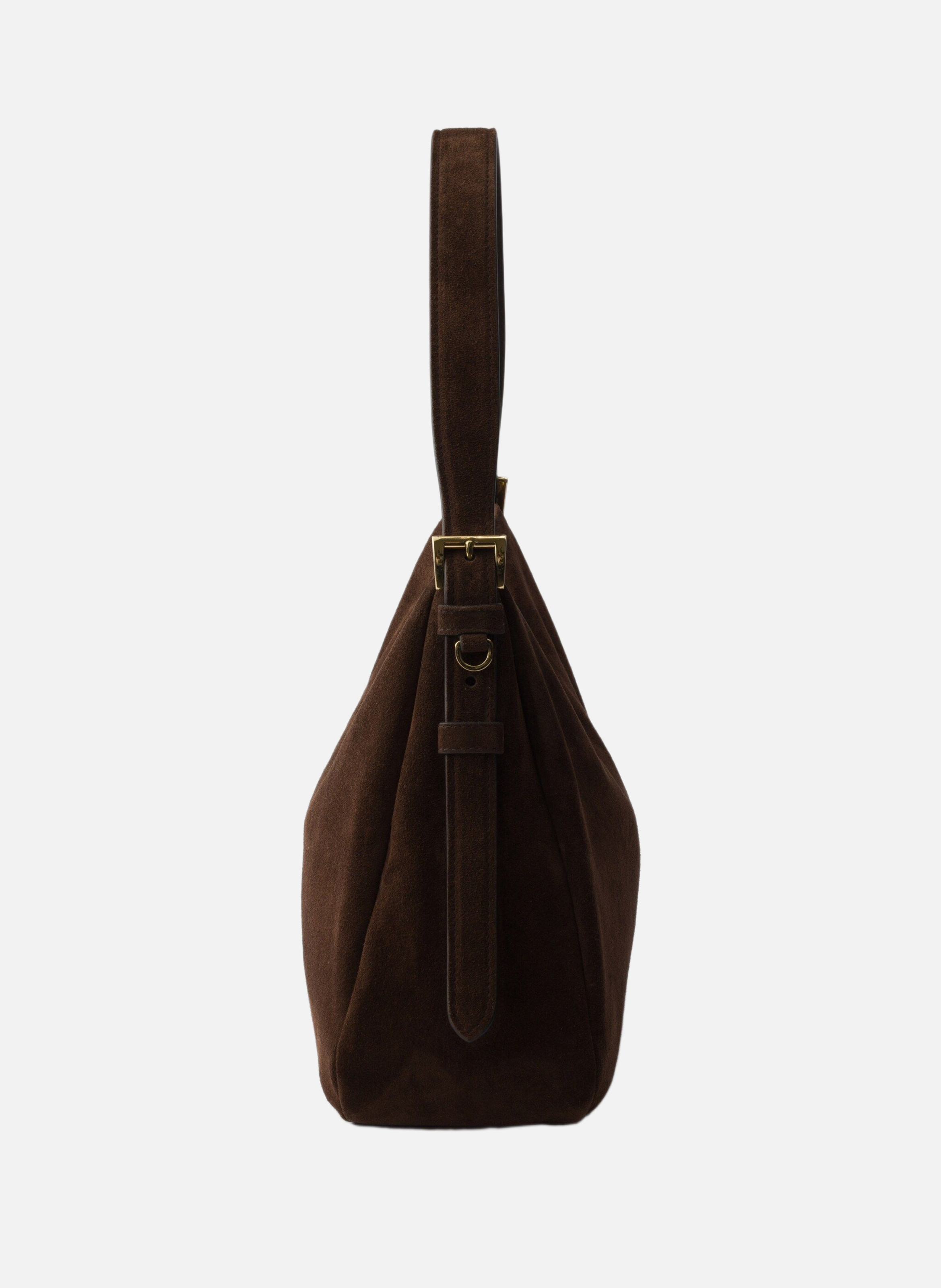 Sac à bandoulière prada aimée en veau velours PRADA Marron