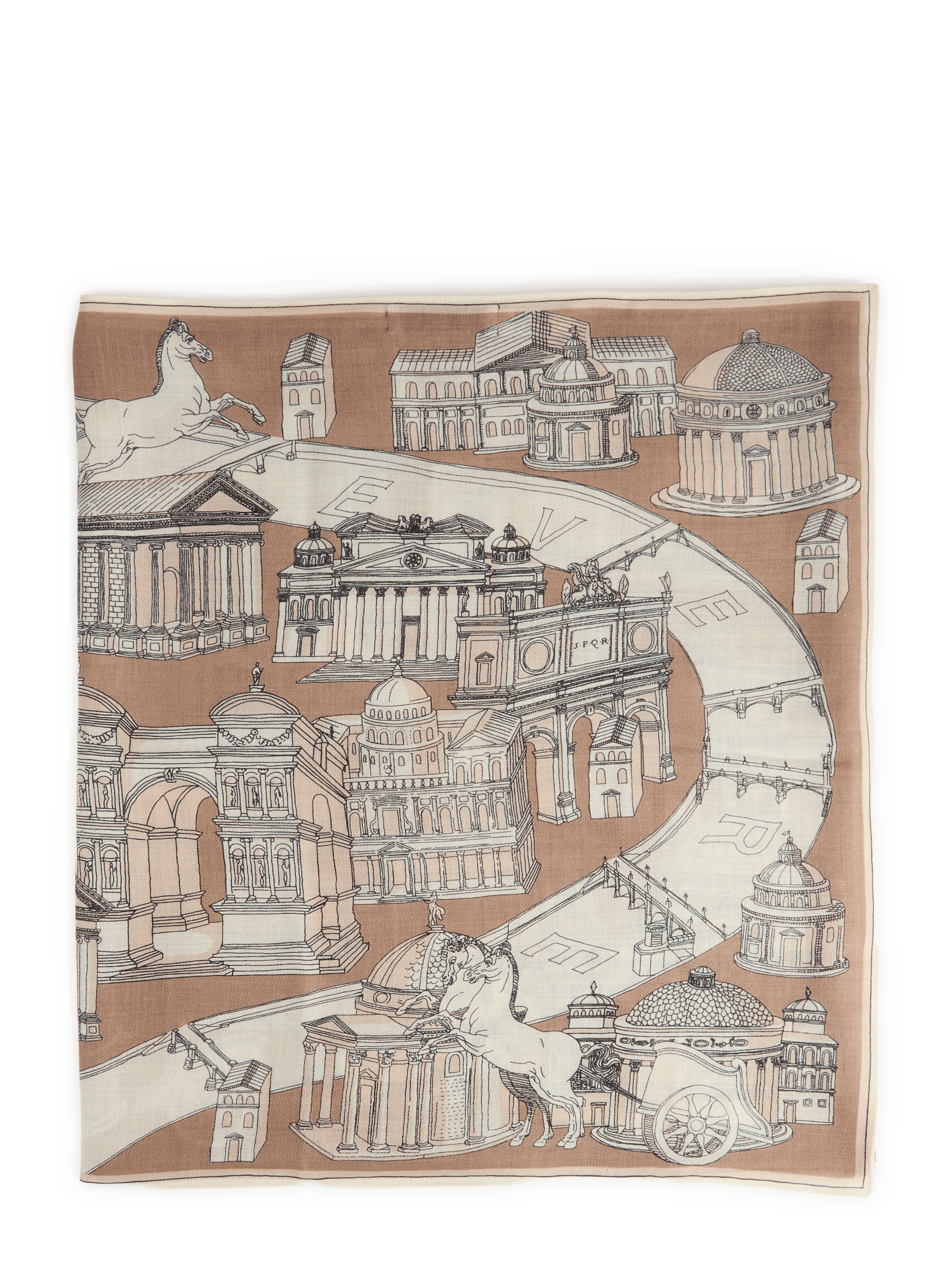 Printed wool blend ROMA scarf INOUI EDITIONS Beige