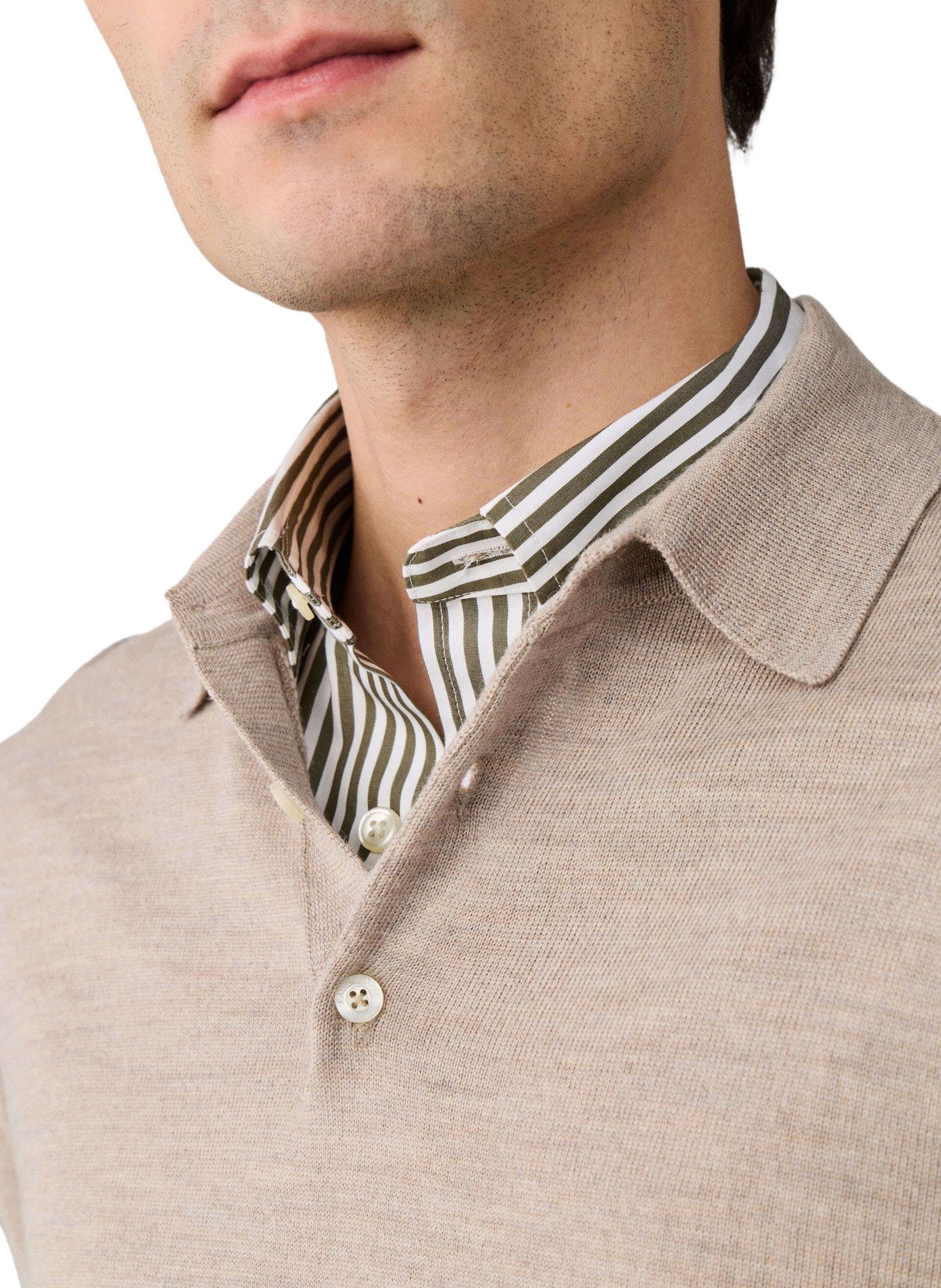 Rechte wollen trui met polokraag FACONNABLE Beige