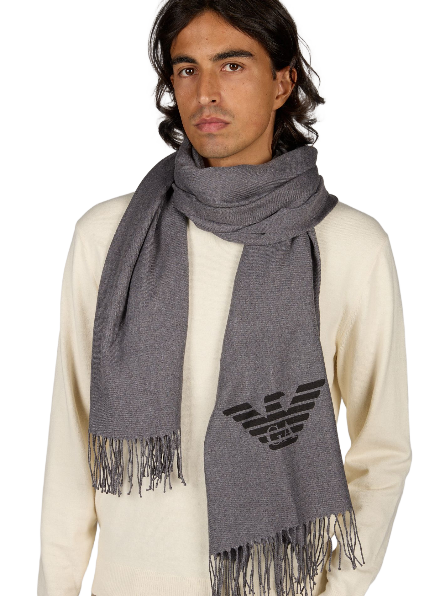 Fringed scarf EMPORIO ARMANI Grey