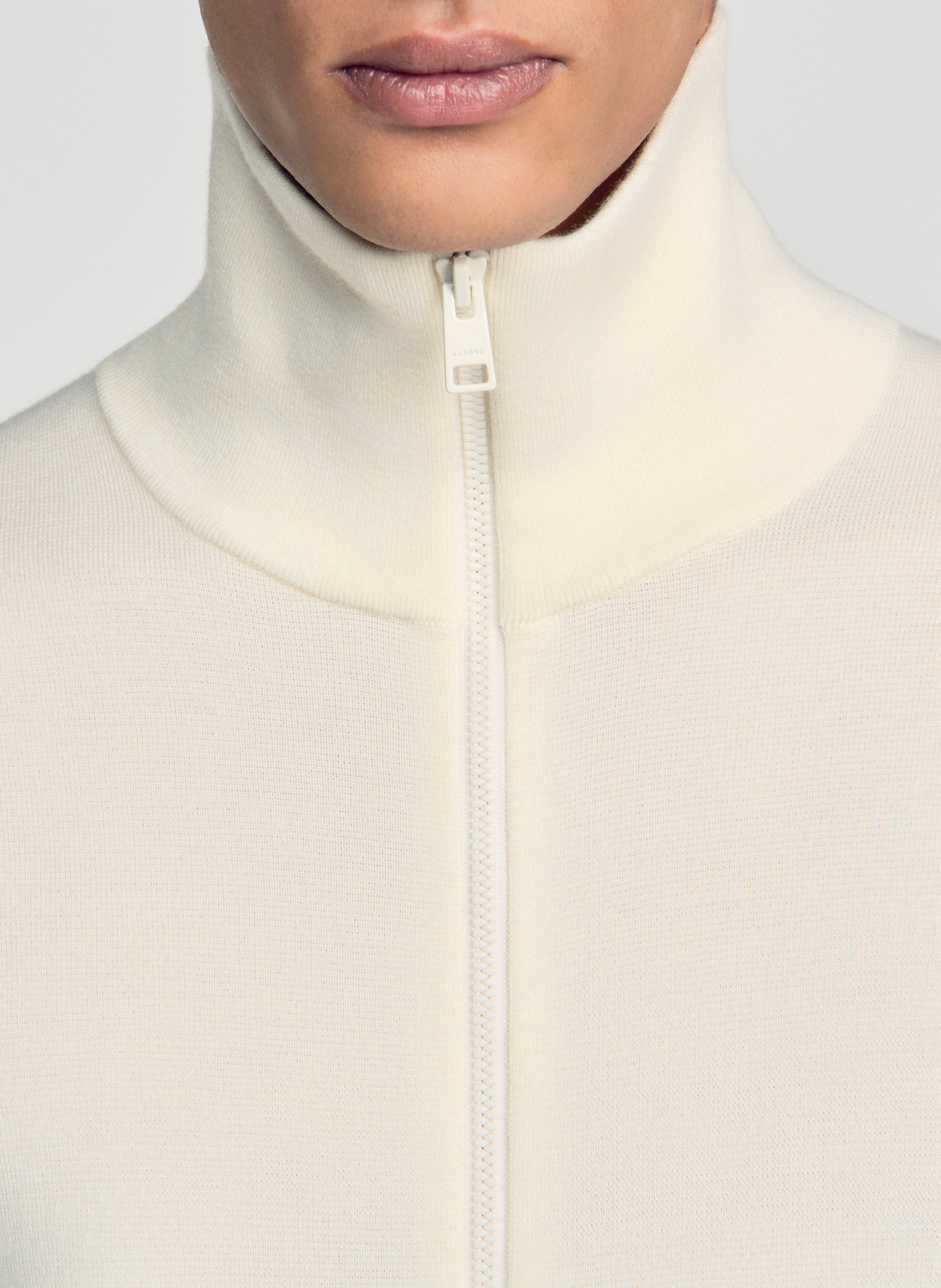 Gilet zippé en laine mélangée SANDRO Beige