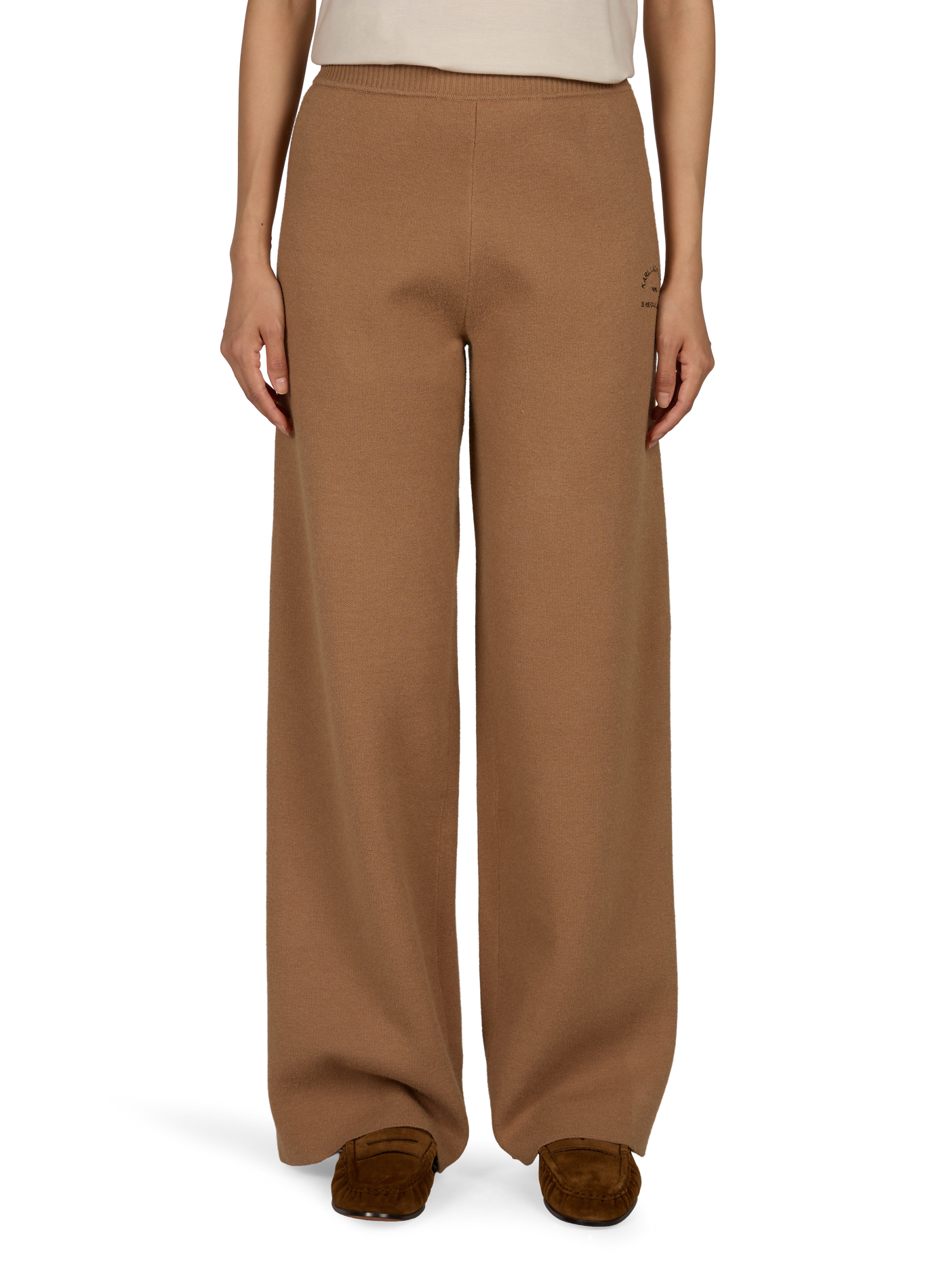 Wide-leg knit pants KARL LAGERFELD Beige