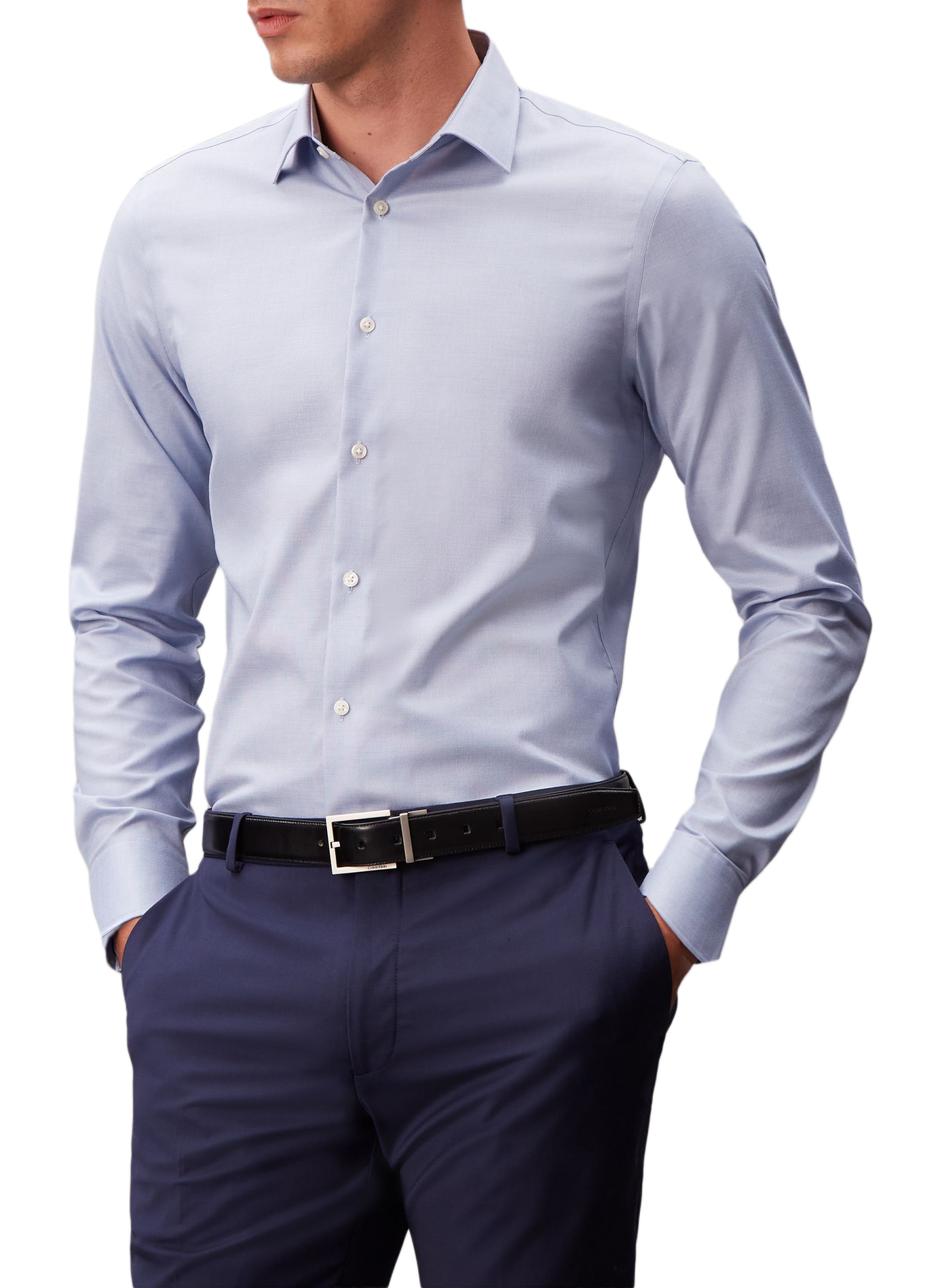 Gerade geschnittenes Hemd aus Baumwollmischgewebe CALVIN KLEIN Blau