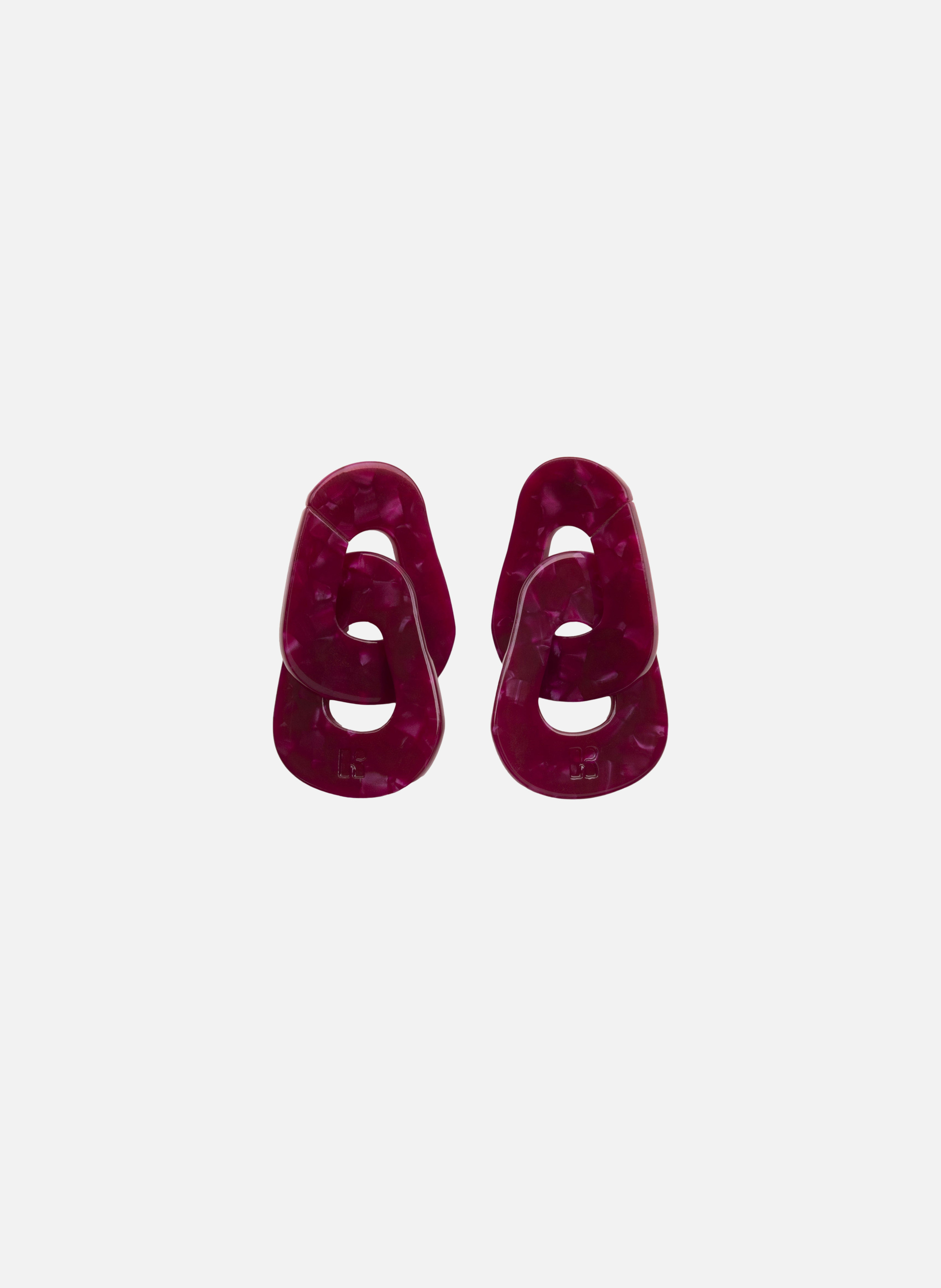 Boucles d'oreilles maillons en acétate de cellulose  Cerise