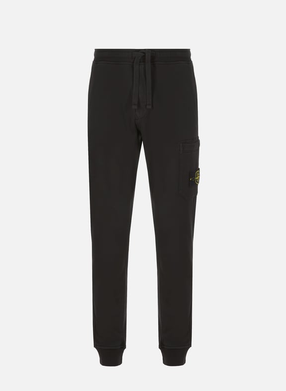 Pantalon de survêtement en coton Noir by STONE ISLAND STONE ISLAND Pantalon de survêtement en coton Noir