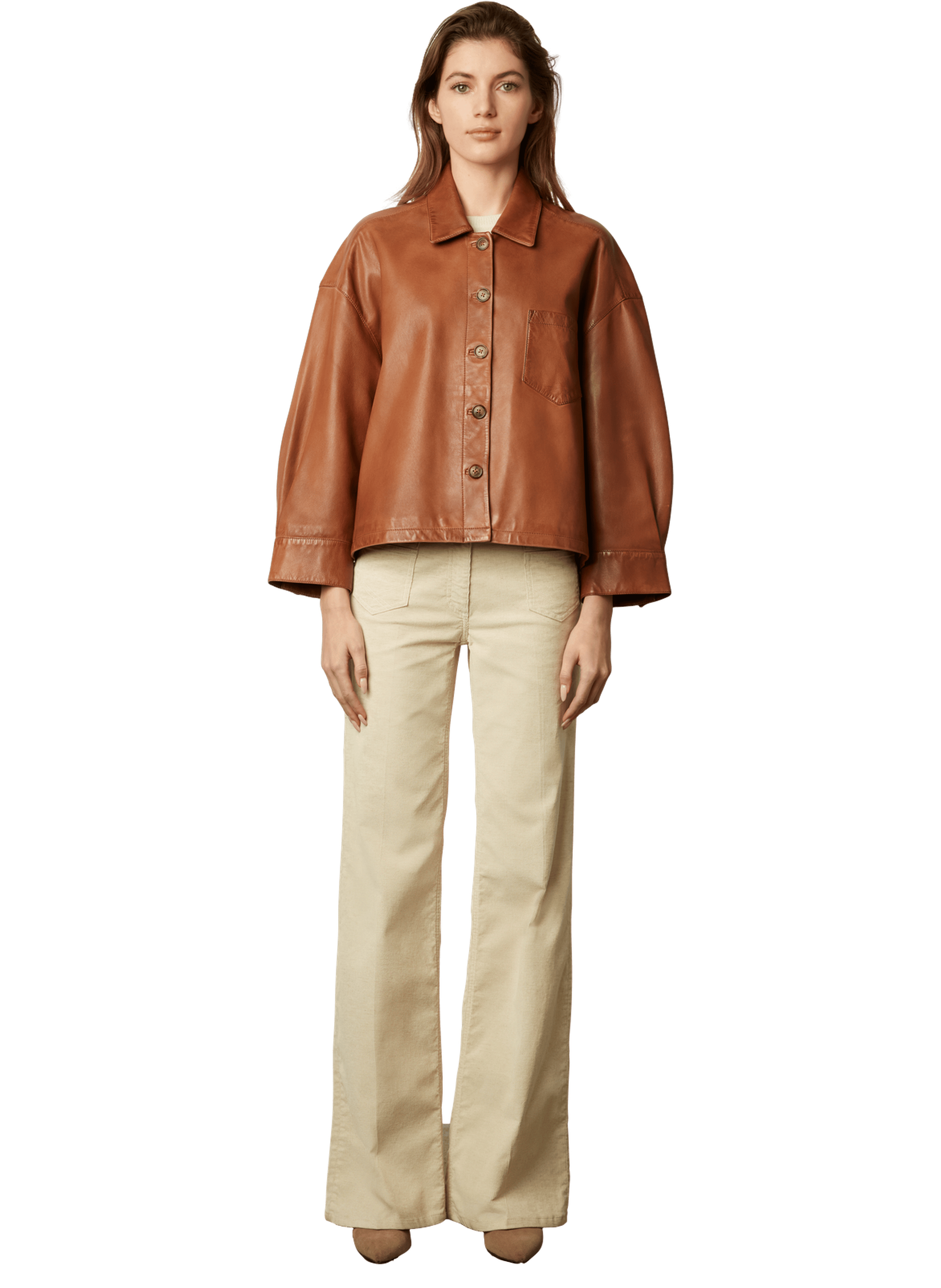 Veste courte en cuir - jocya GERARD DAREL Marron