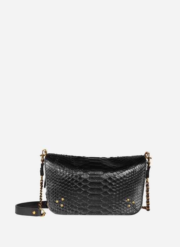 Sac à bandoulière Bobi S en cuir de python Noir by JÉRÔME DREYFUSS JÉRÔME DREYFUSS Sac à bandoulière Bobi S en cuir de python Noir