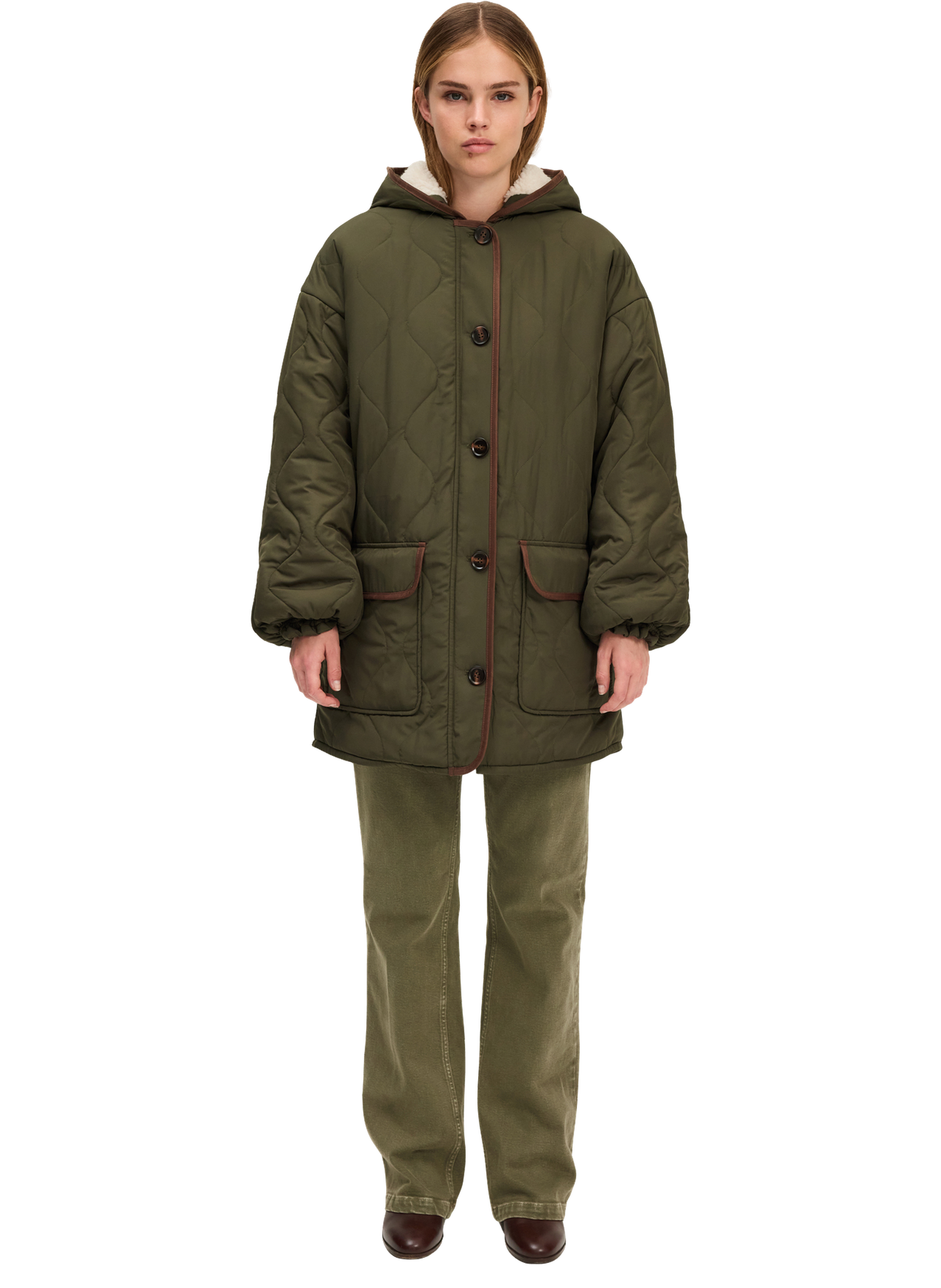 Parka matelassée fourrée à capuche - maissa PABLO Kaki