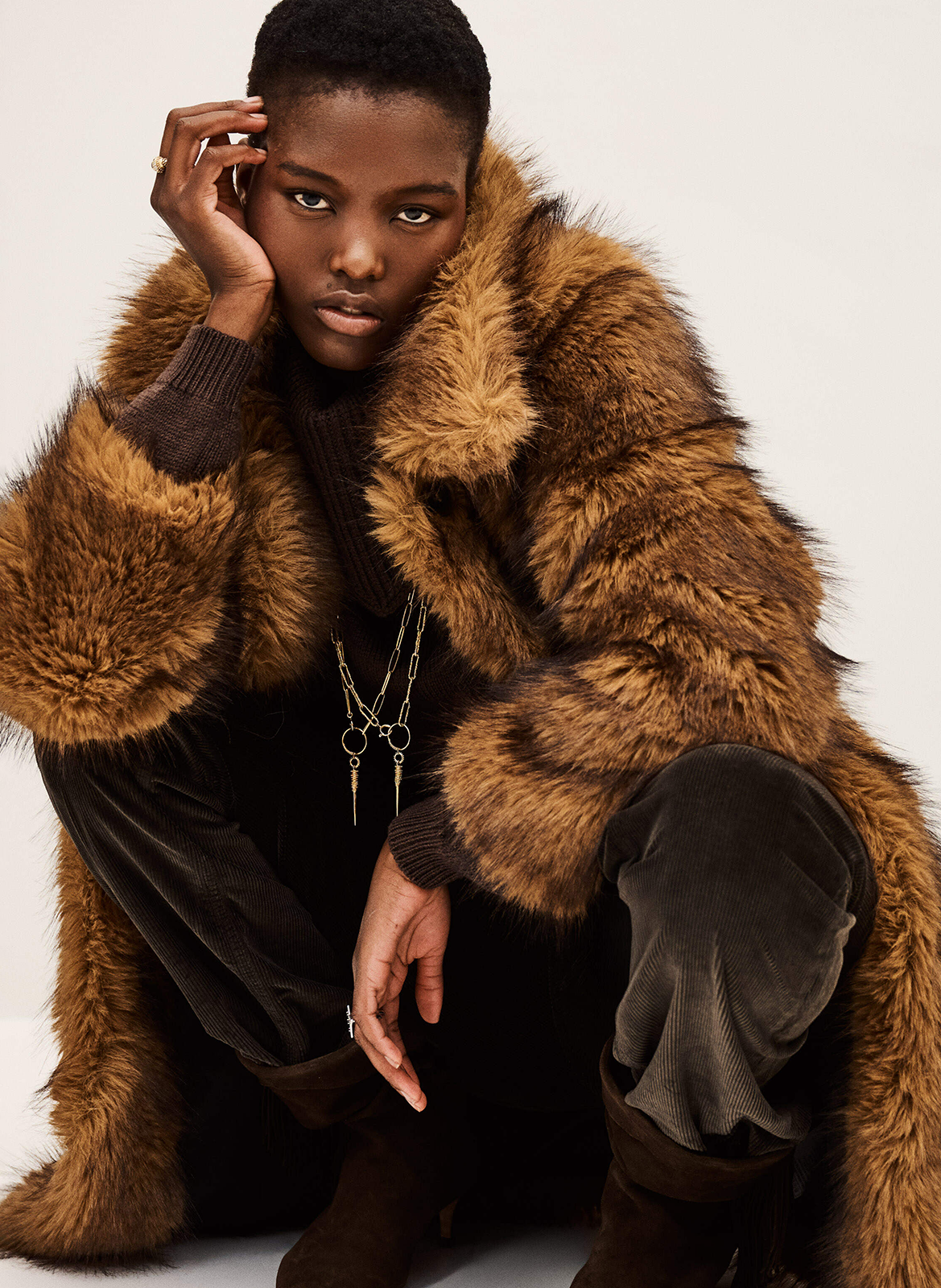 Manteau droit en fourrure synthétique lestor BA&SH Beige