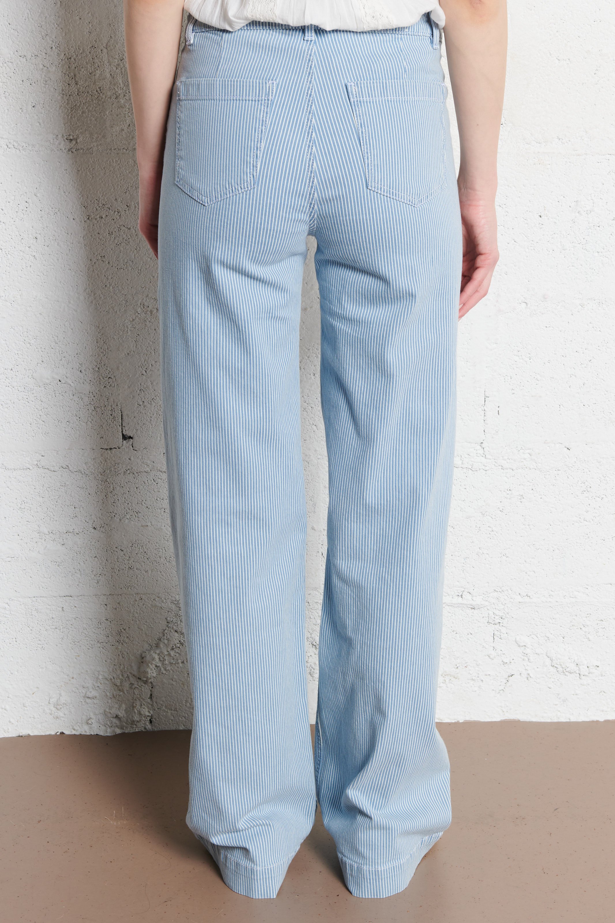 Pantalon large rayé en coton luna MAISON 123 Bleu