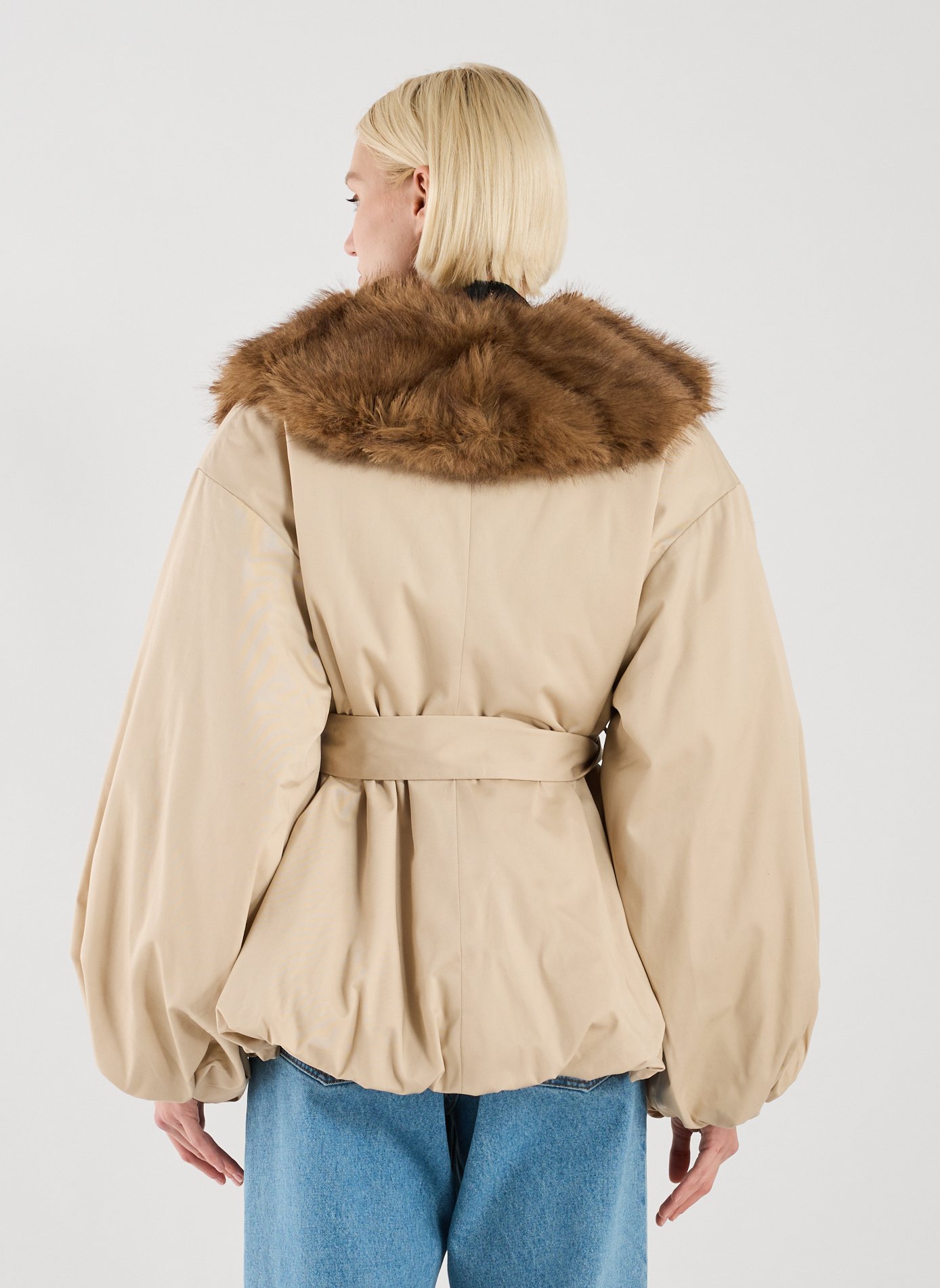 Veste d'exterieur à col fourré ROTATE Beige