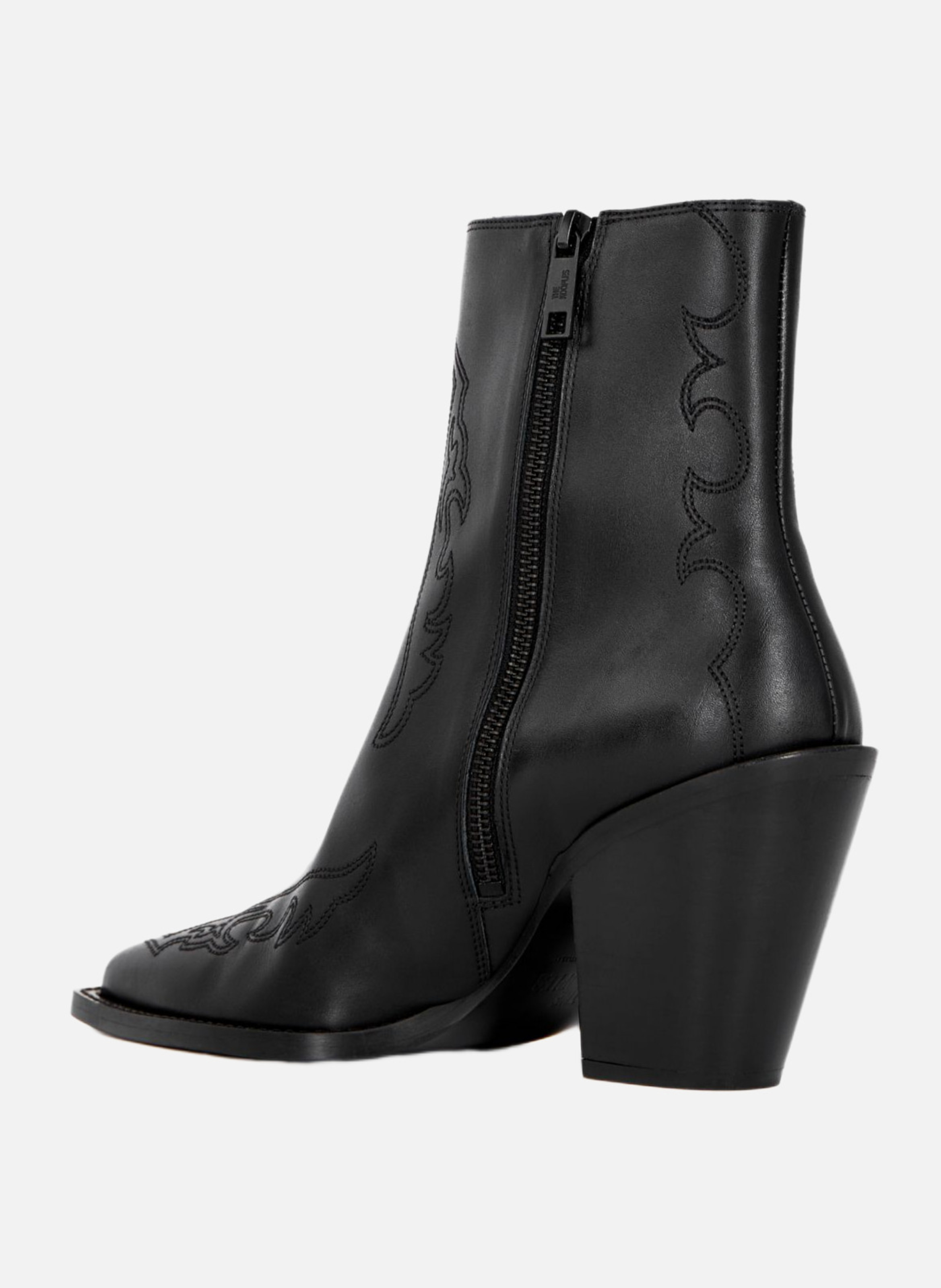 Bottines à talons en cuir avec broderies THE KOOPLES Noir