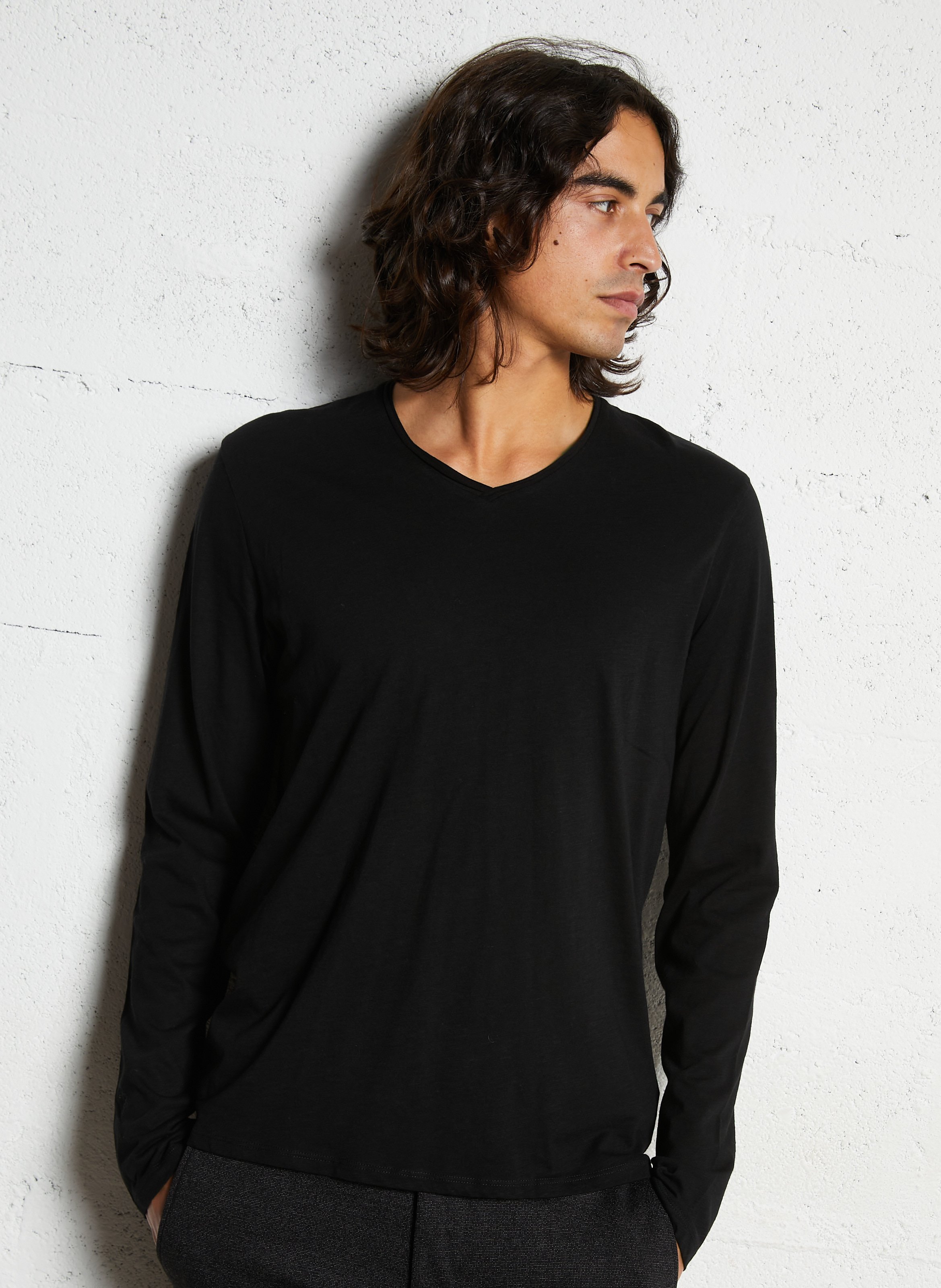 Tee-shirt droit vol v en coton  Noir