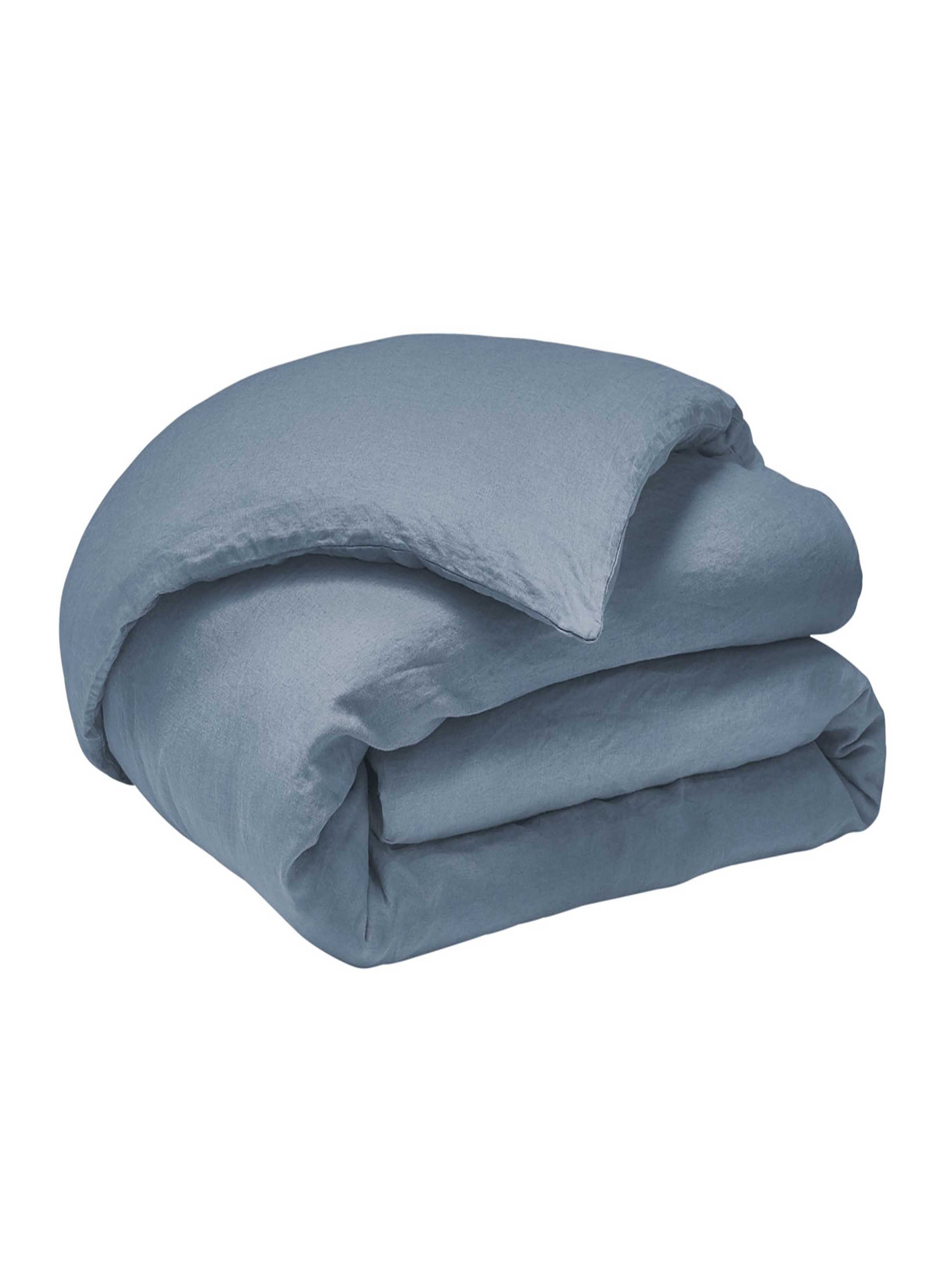 Housse de couette unie en lin lavé, nouvelle vague ALEXANDRE TURPAULT Bleu