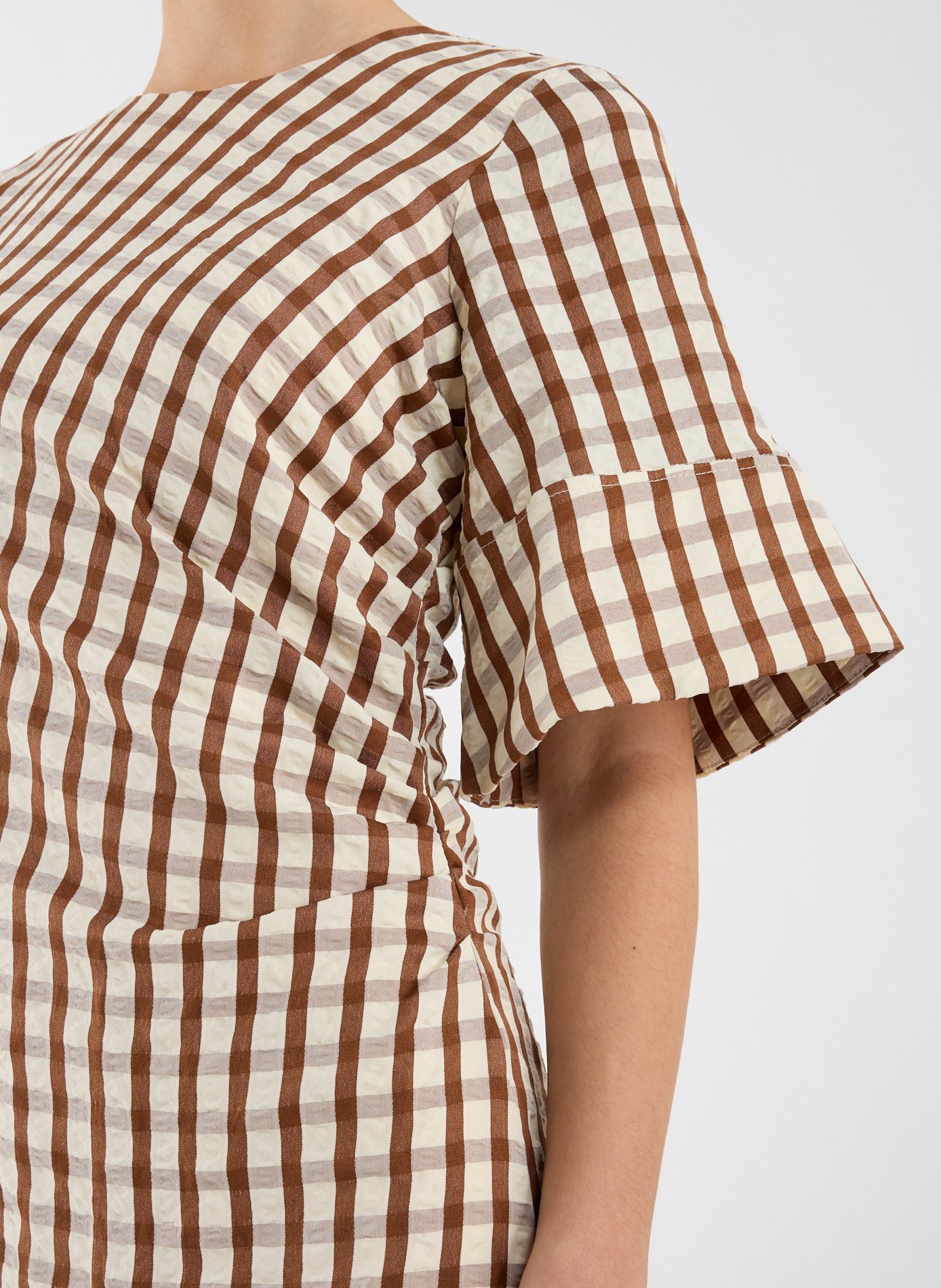 Robe courte à carreaux  TOPSHOP Marron