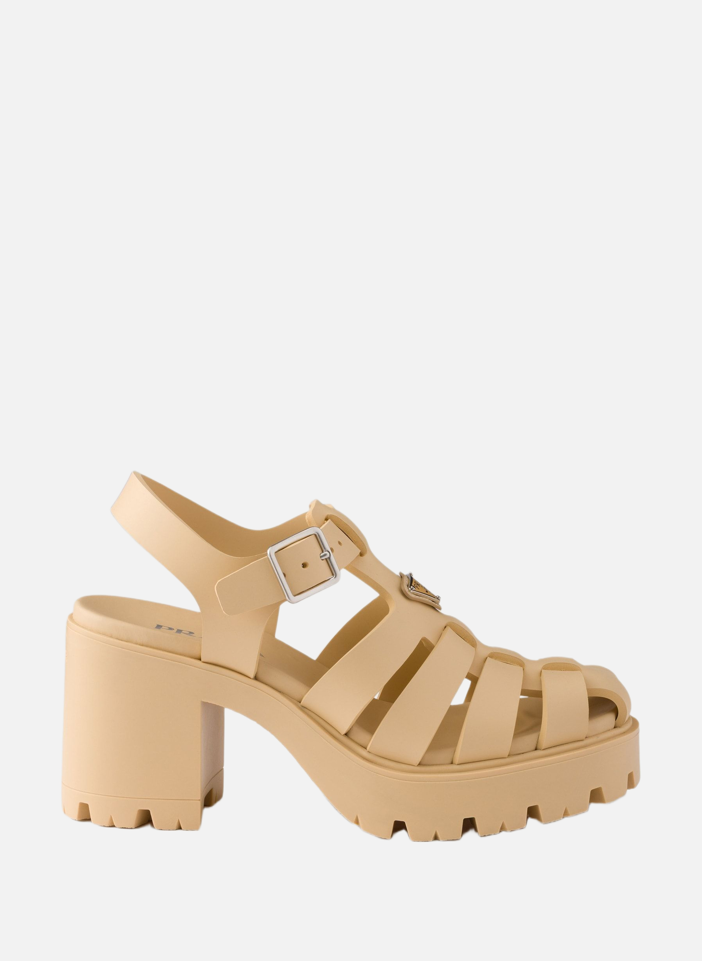 Sandales à plateforme en gomme PRADA Beige