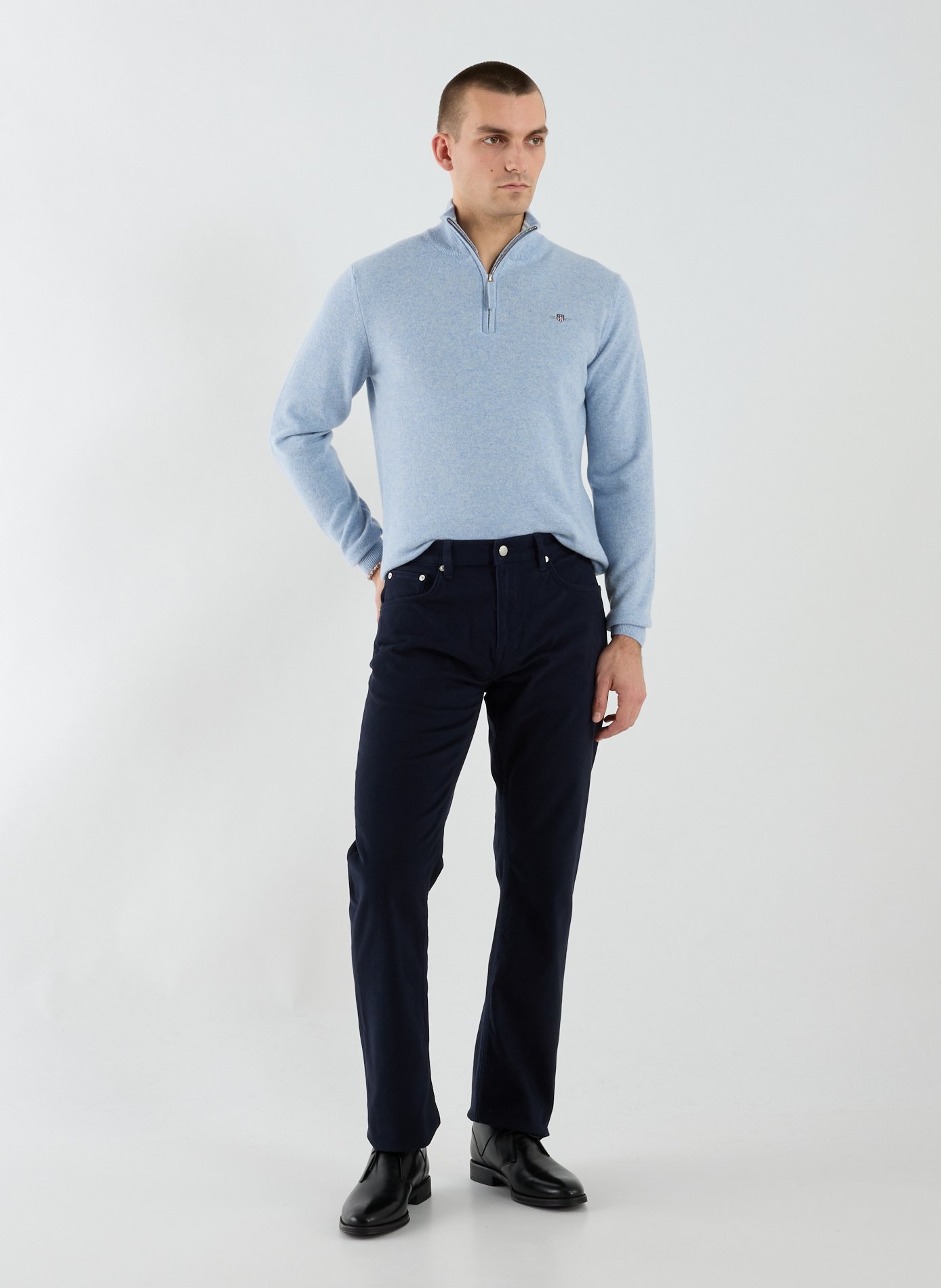 GANT Pantalon droit velours en coton mélangé Bleu
