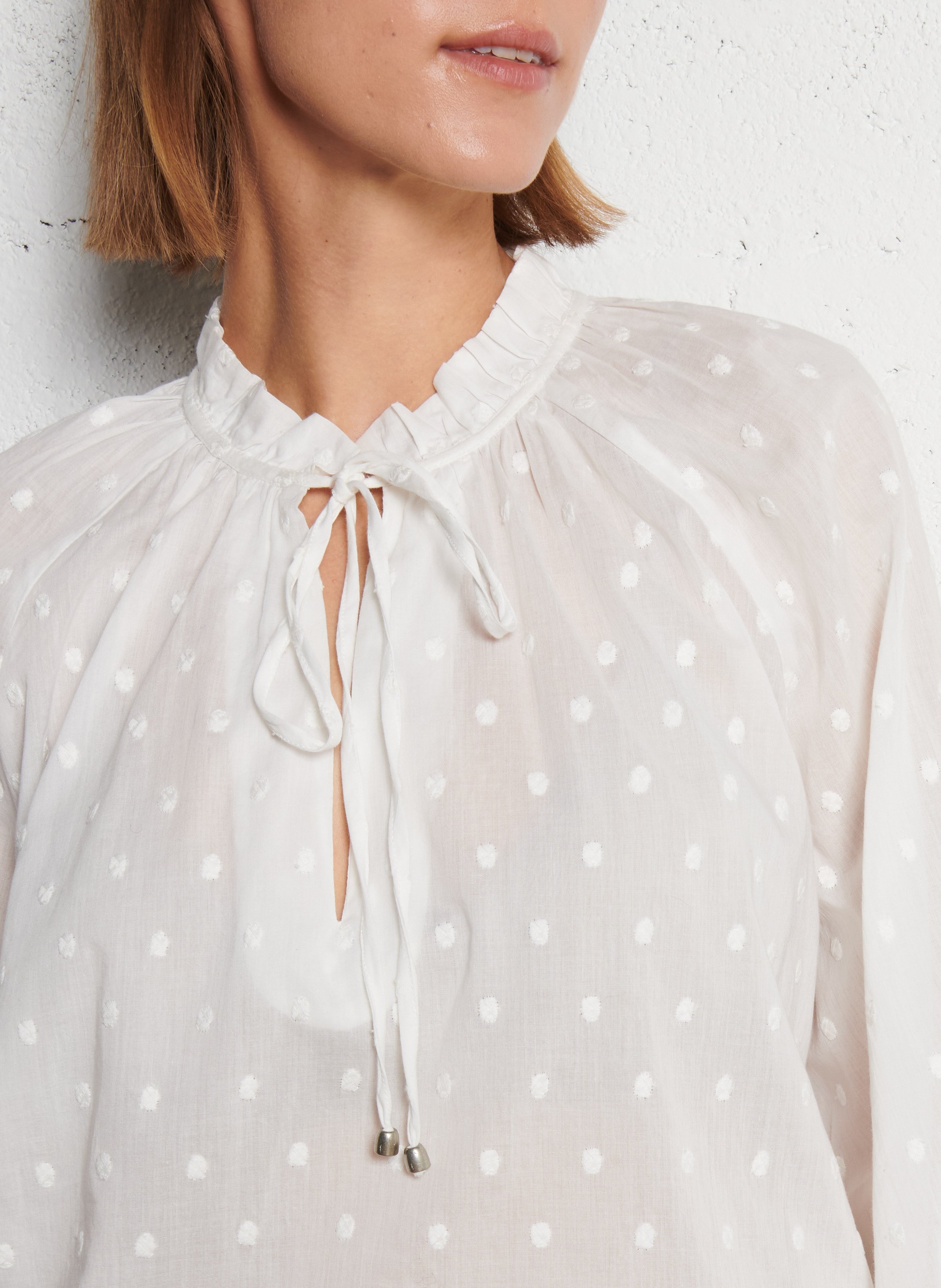 Blouse oversize en coton à motif IKKS Blanc