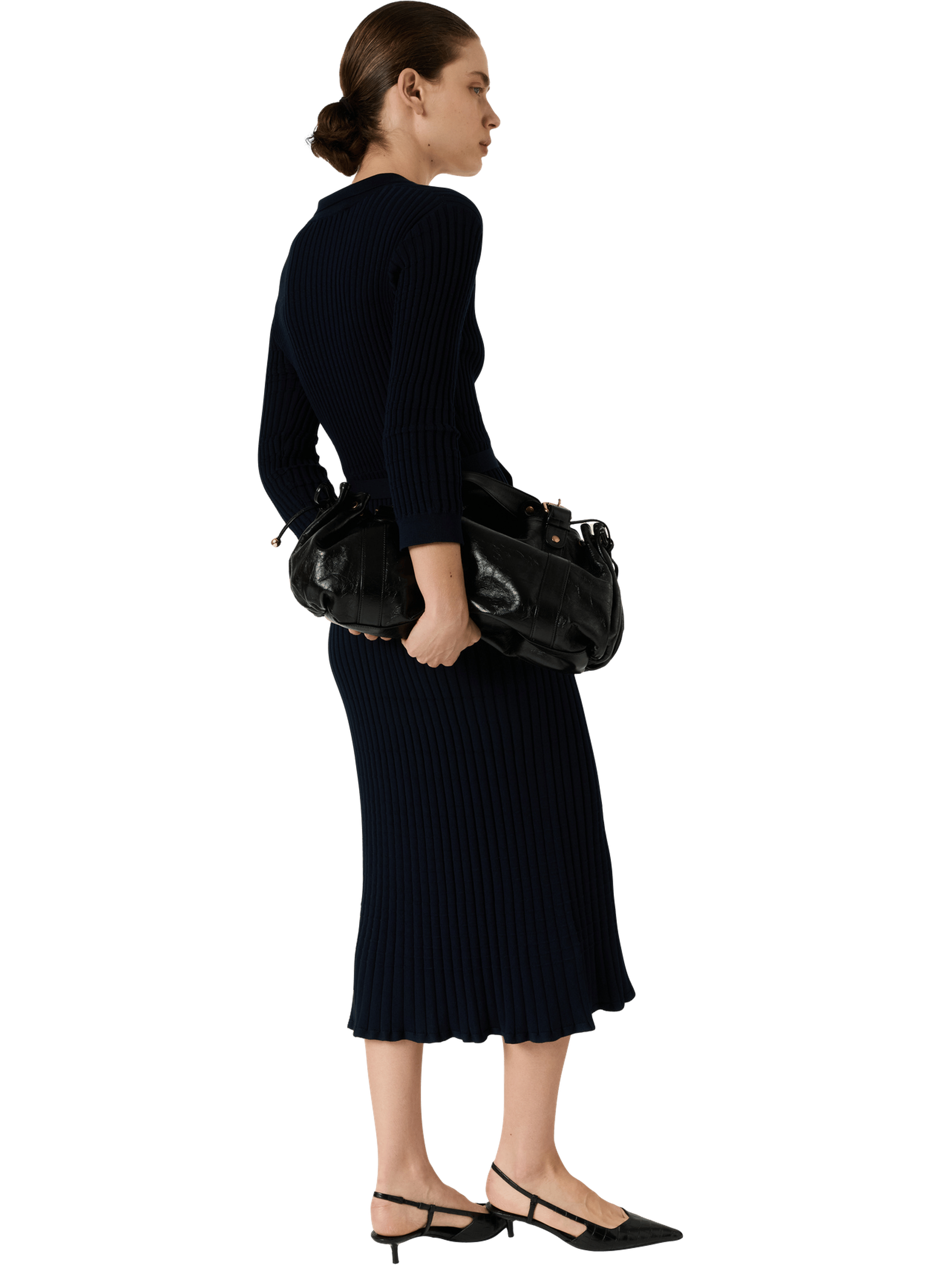 Robe longue en maille à col polo - rihamie GERARD DAREL Bleu