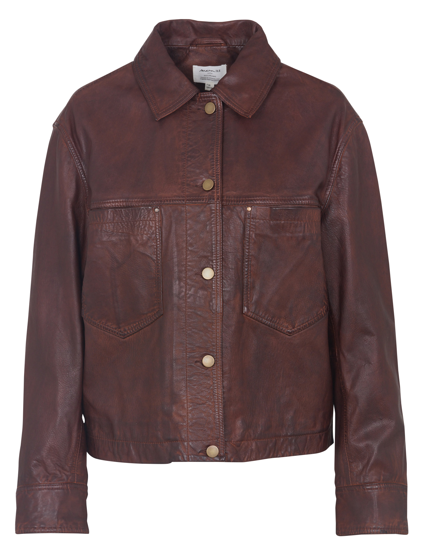 Veste droite boutonnée en cuir carla MAISON 123 Rouge