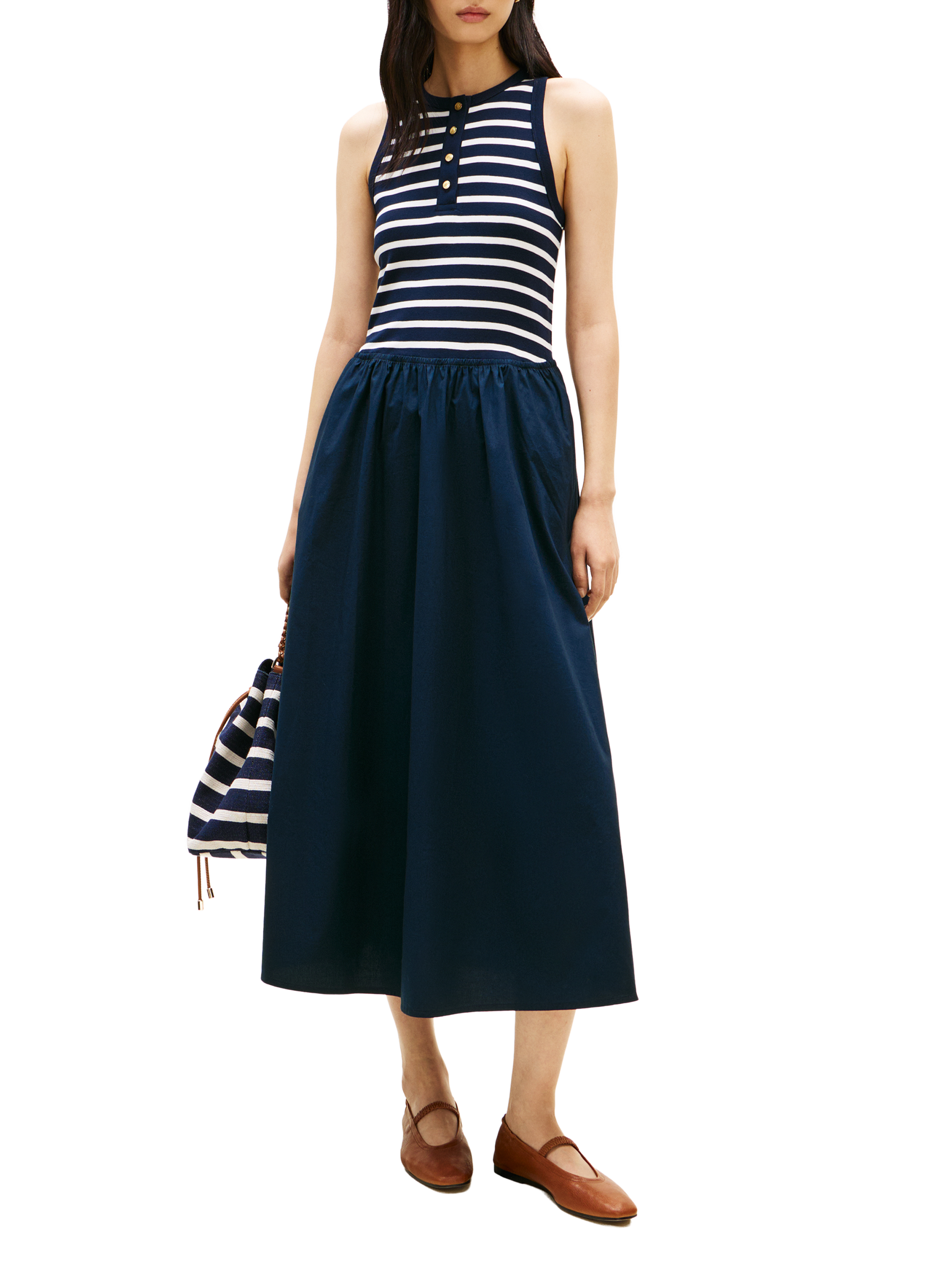 Midi Striped Cotton Blend Dress TOMMY HILFIGER Multicolour
