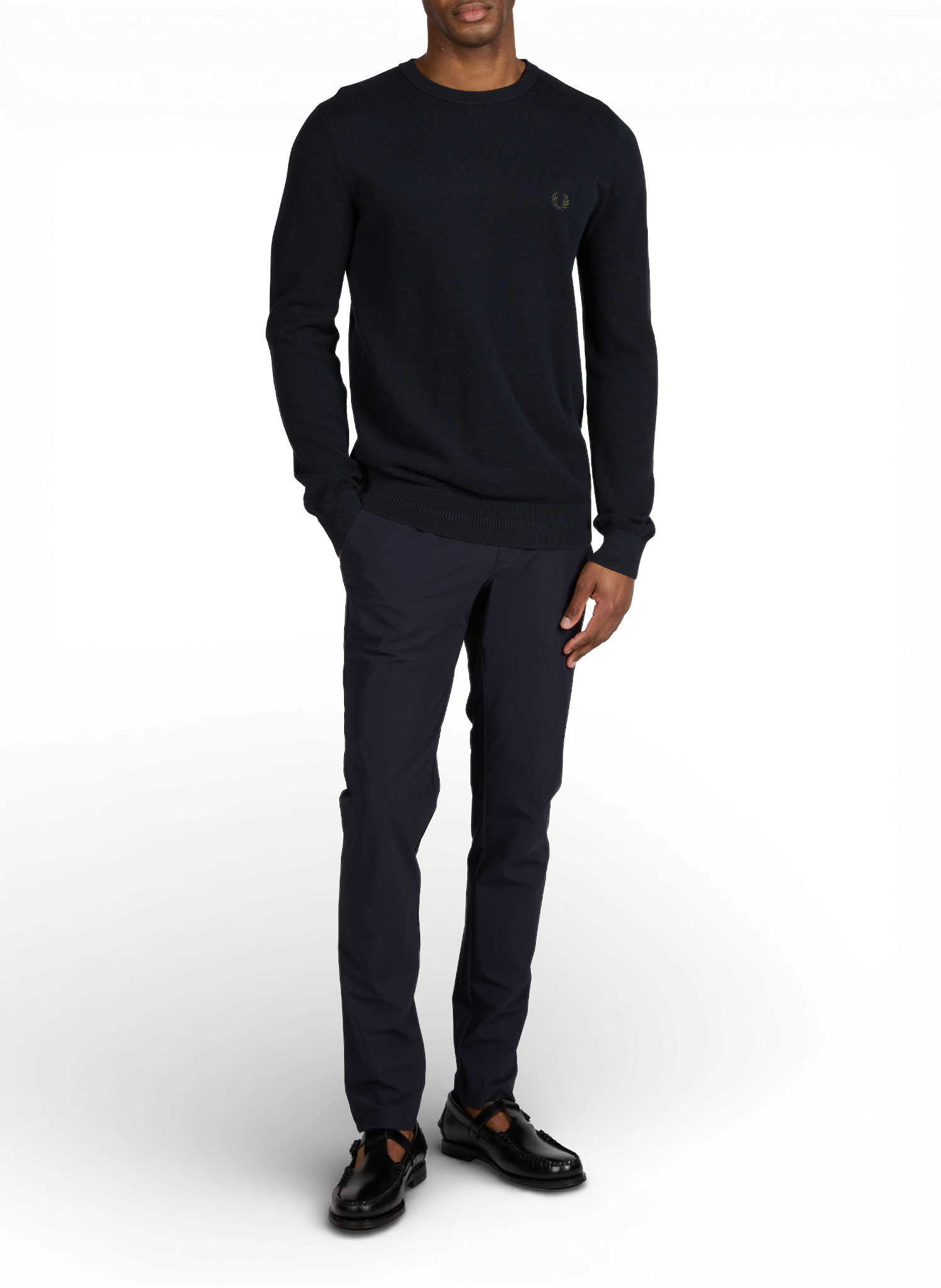 Pull à col rond en coton FRED PERRY Bleu