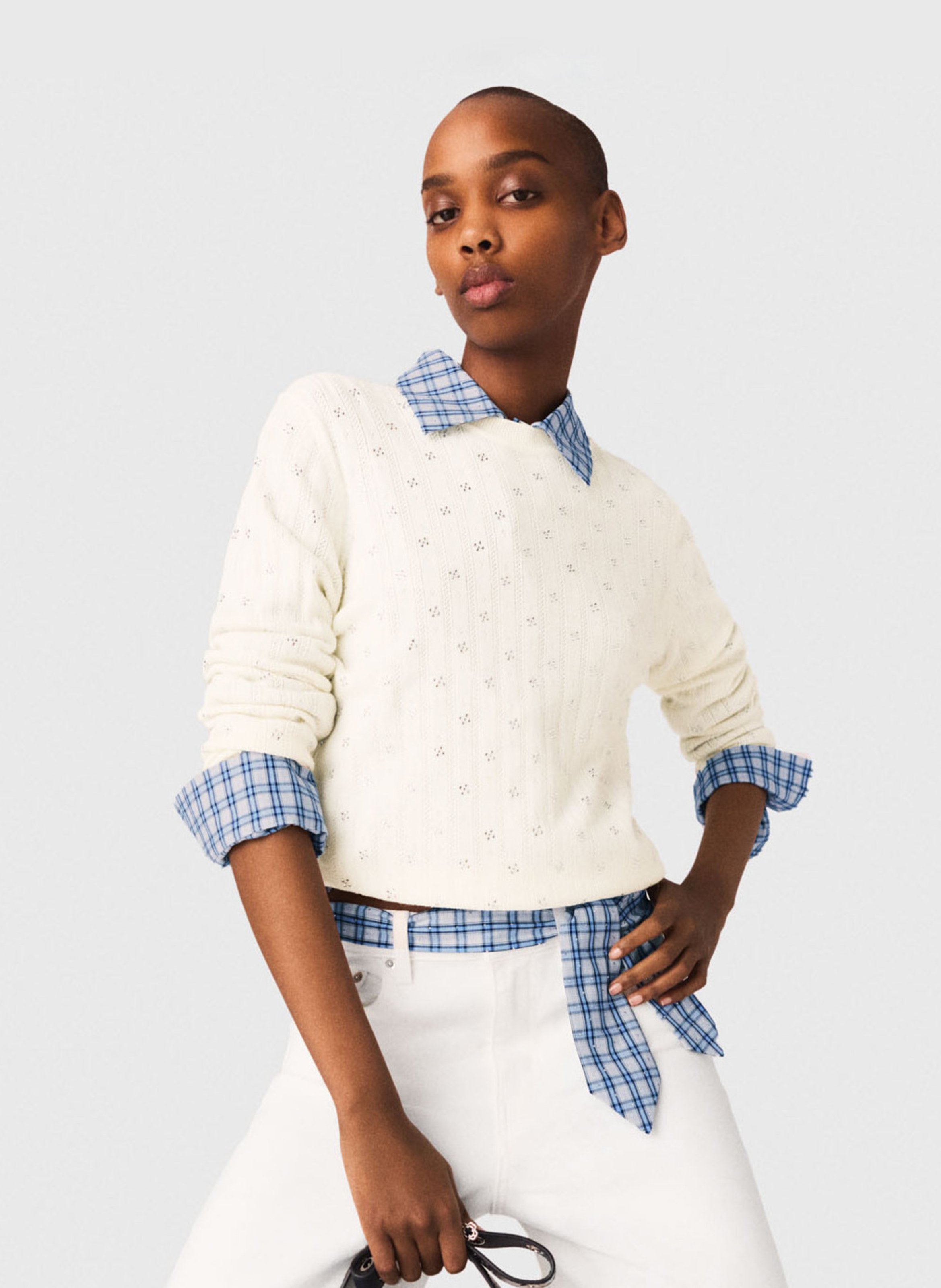 Pull col rond en laine mélangée MAJE Beige