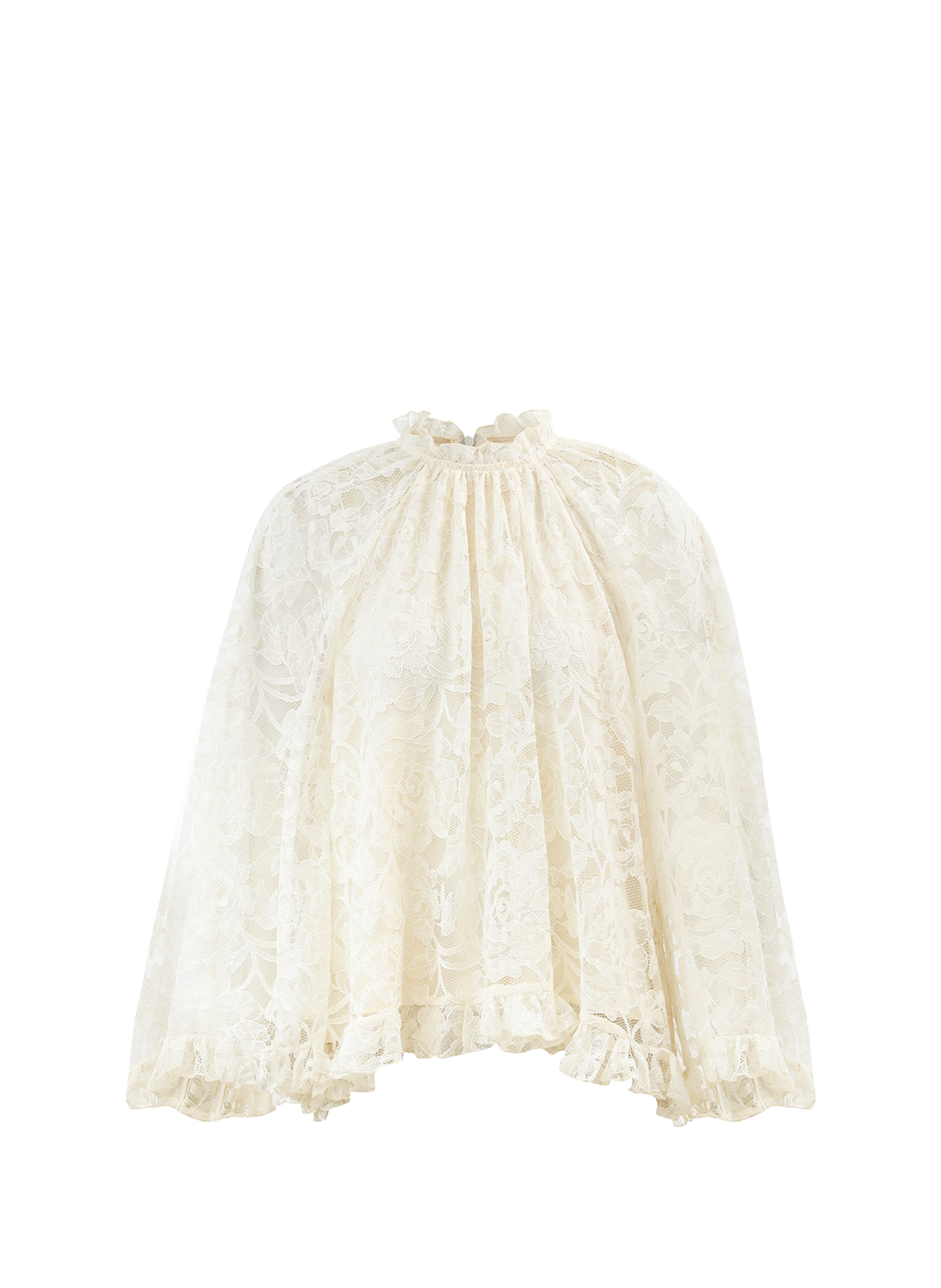 Blouse en dentelle Angel à col volanté ZIMMERMANN Blanc