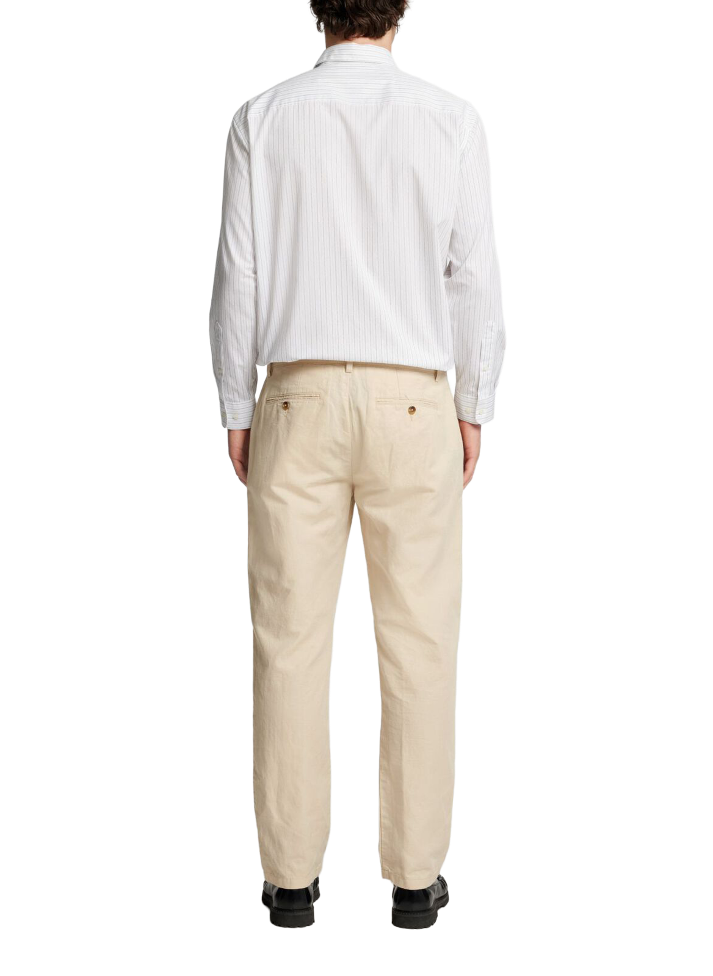 Cotton and linen trousers SELECTED Beige