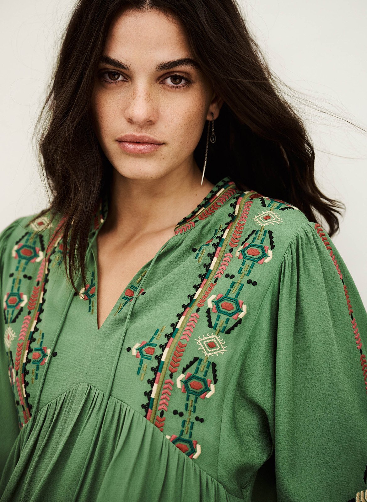 Blouse ample brodée tilt BA&SH Vert