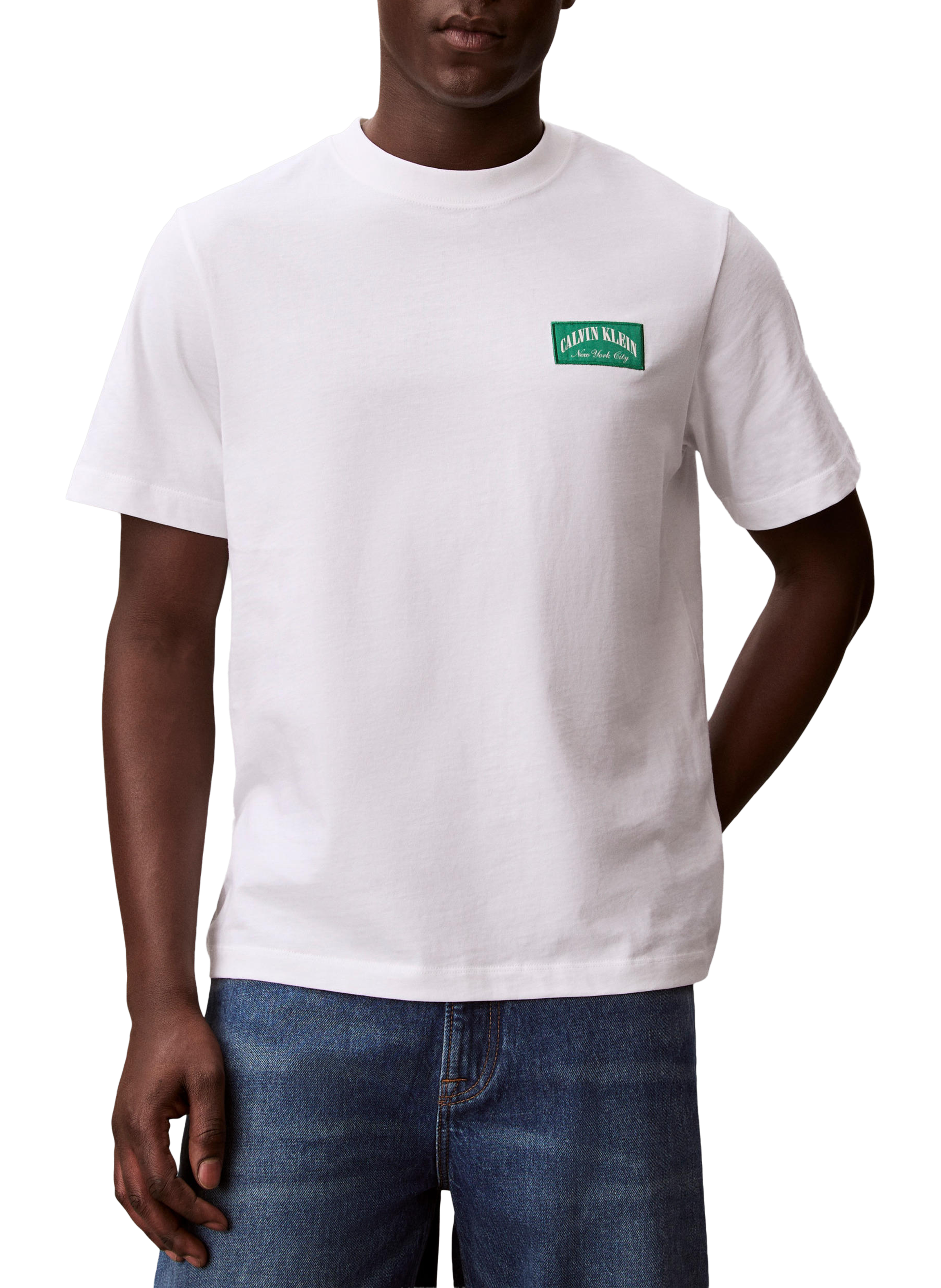 T-shirt droite à logo en coton CALVIN KLEIN Blanc