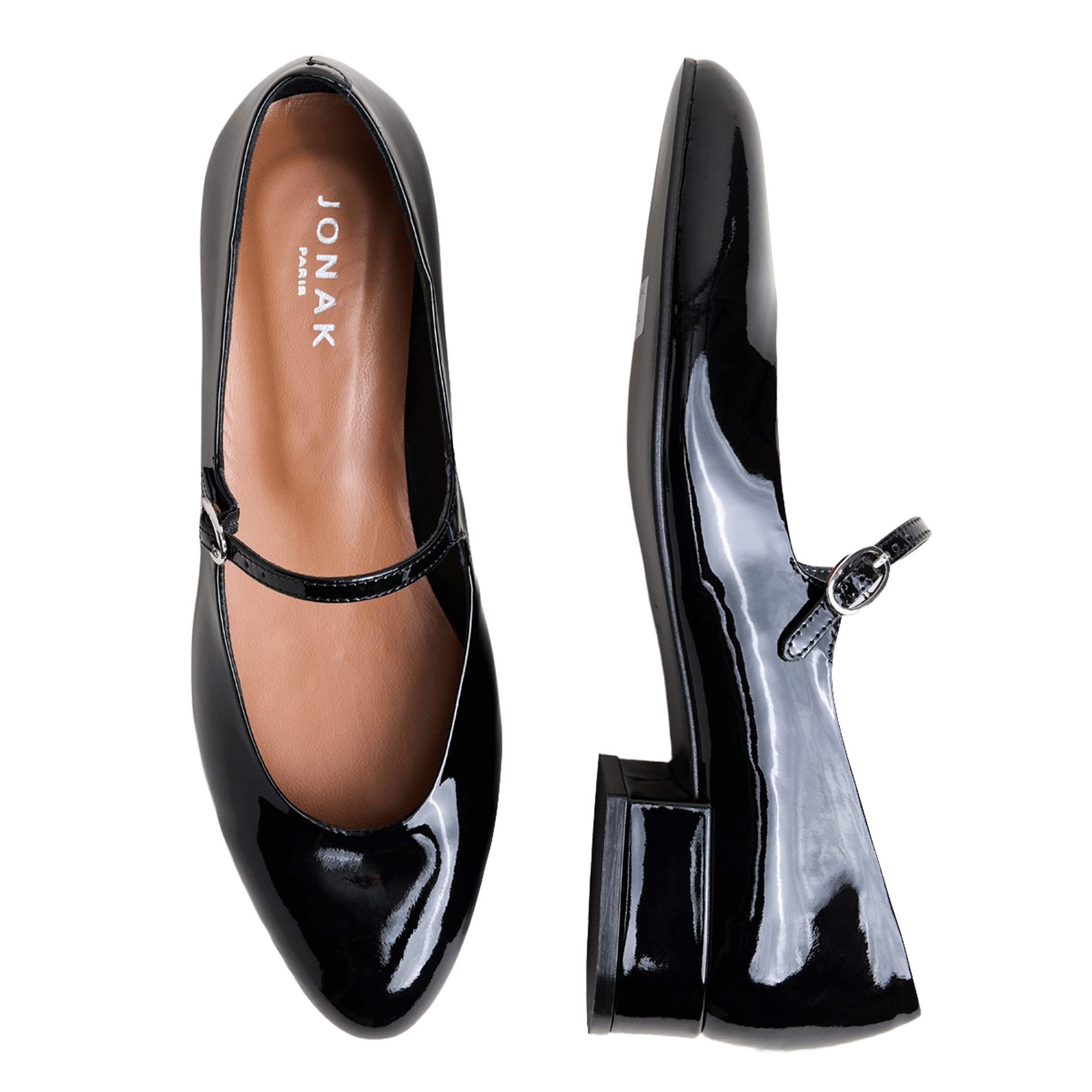 Babies en cuir verni desance JONAK Noir