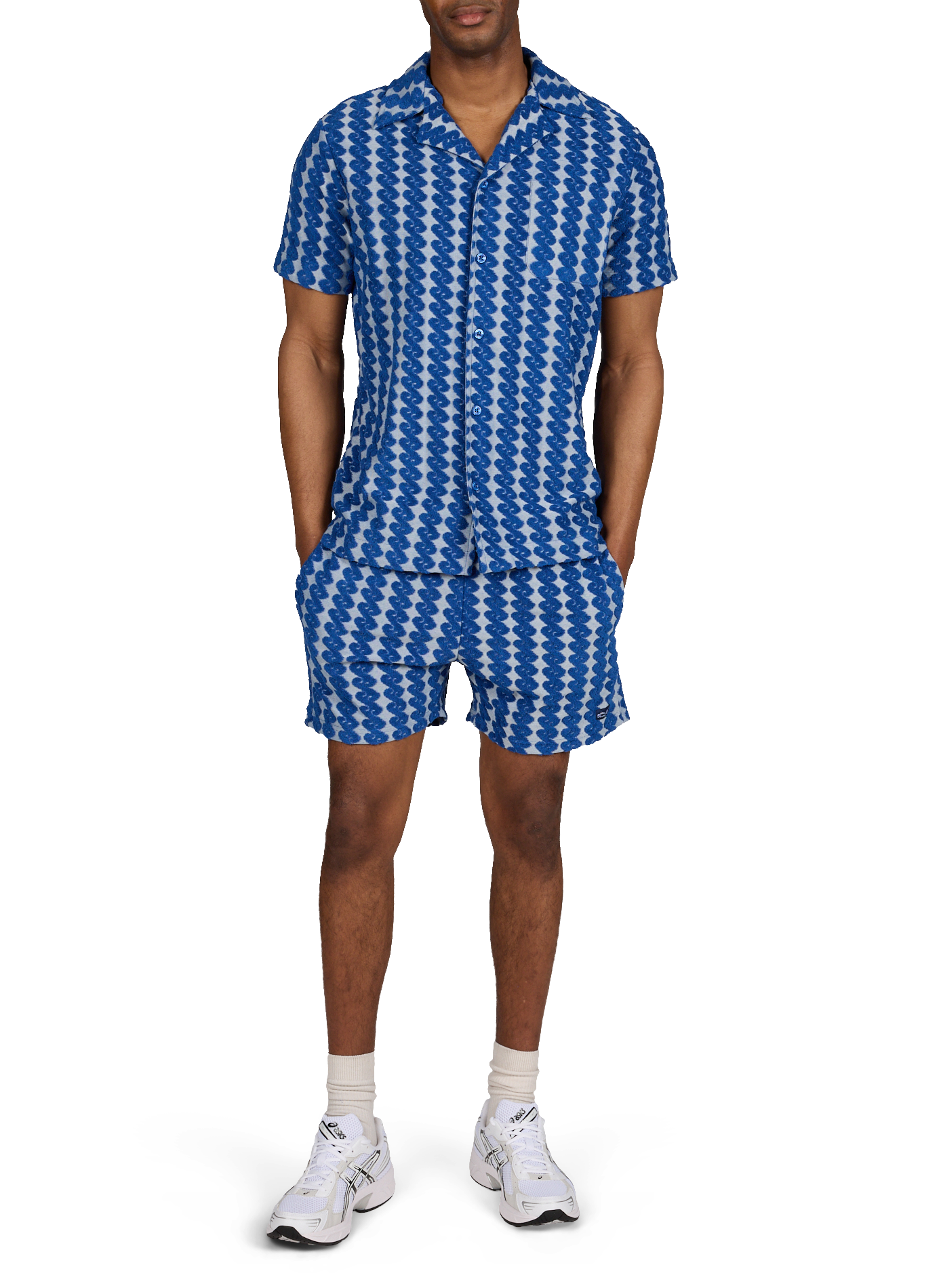 Germain patterned polo in blended cotton MAISON LABICHE Blue