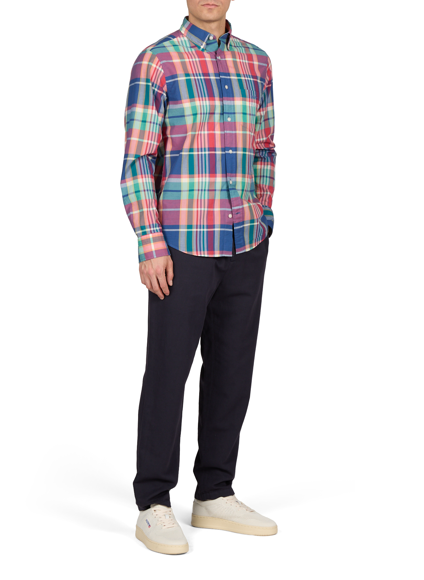 Chemise droite à carreaux en coton GANT Rose