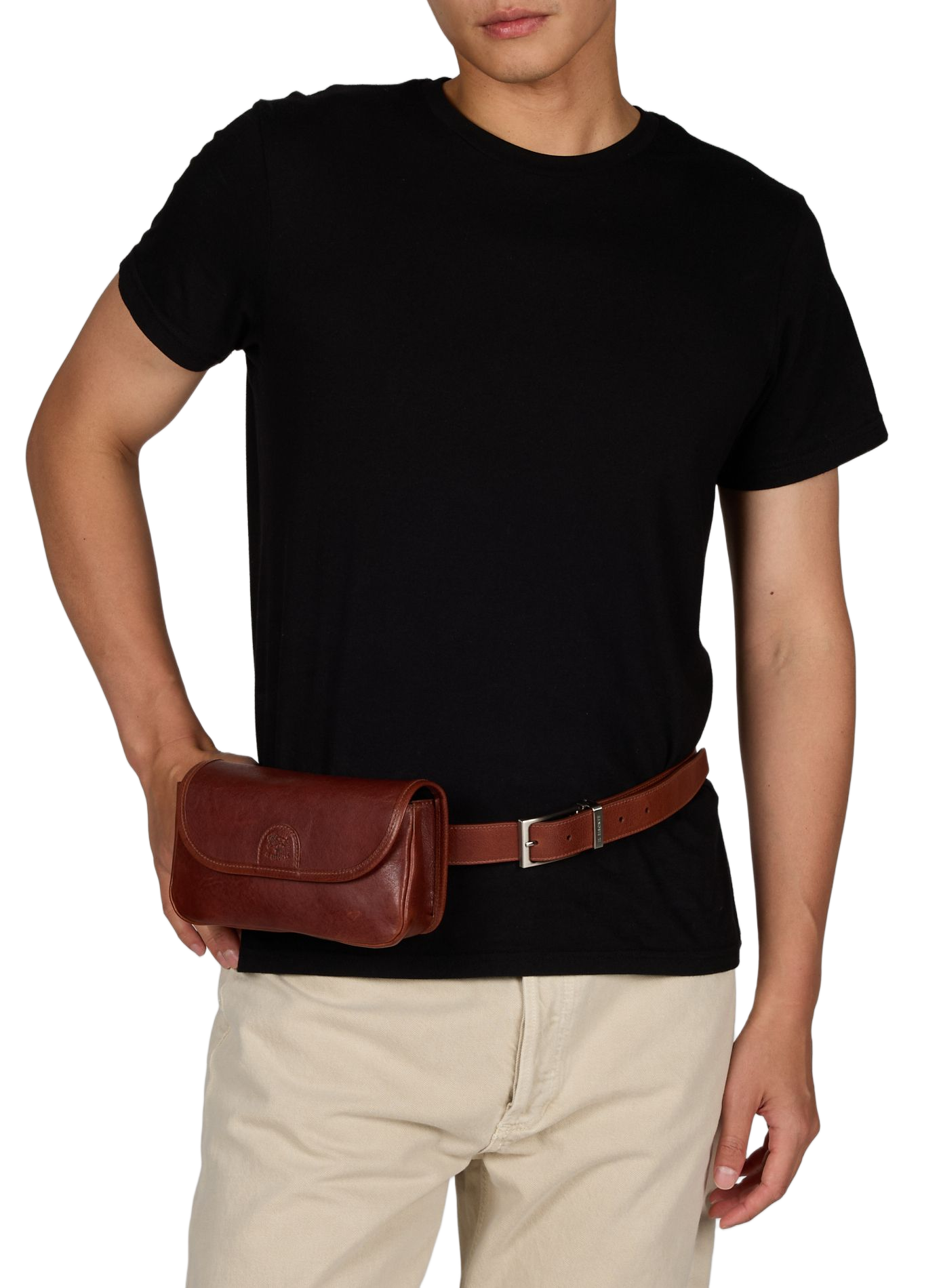 Sac banane à ceinture réglable en cuir IL BISONTE Marron