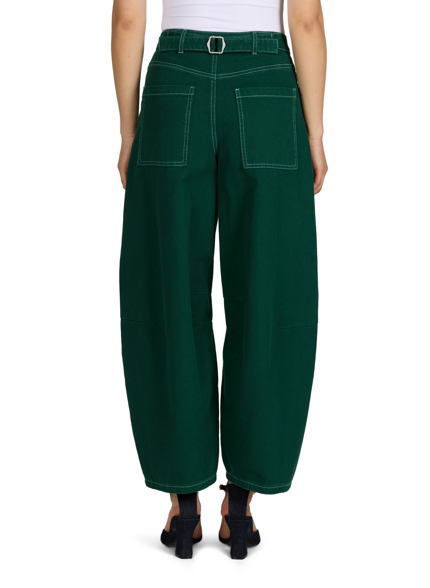 Mid-rise wide leg cotton jeans OBJECT Green