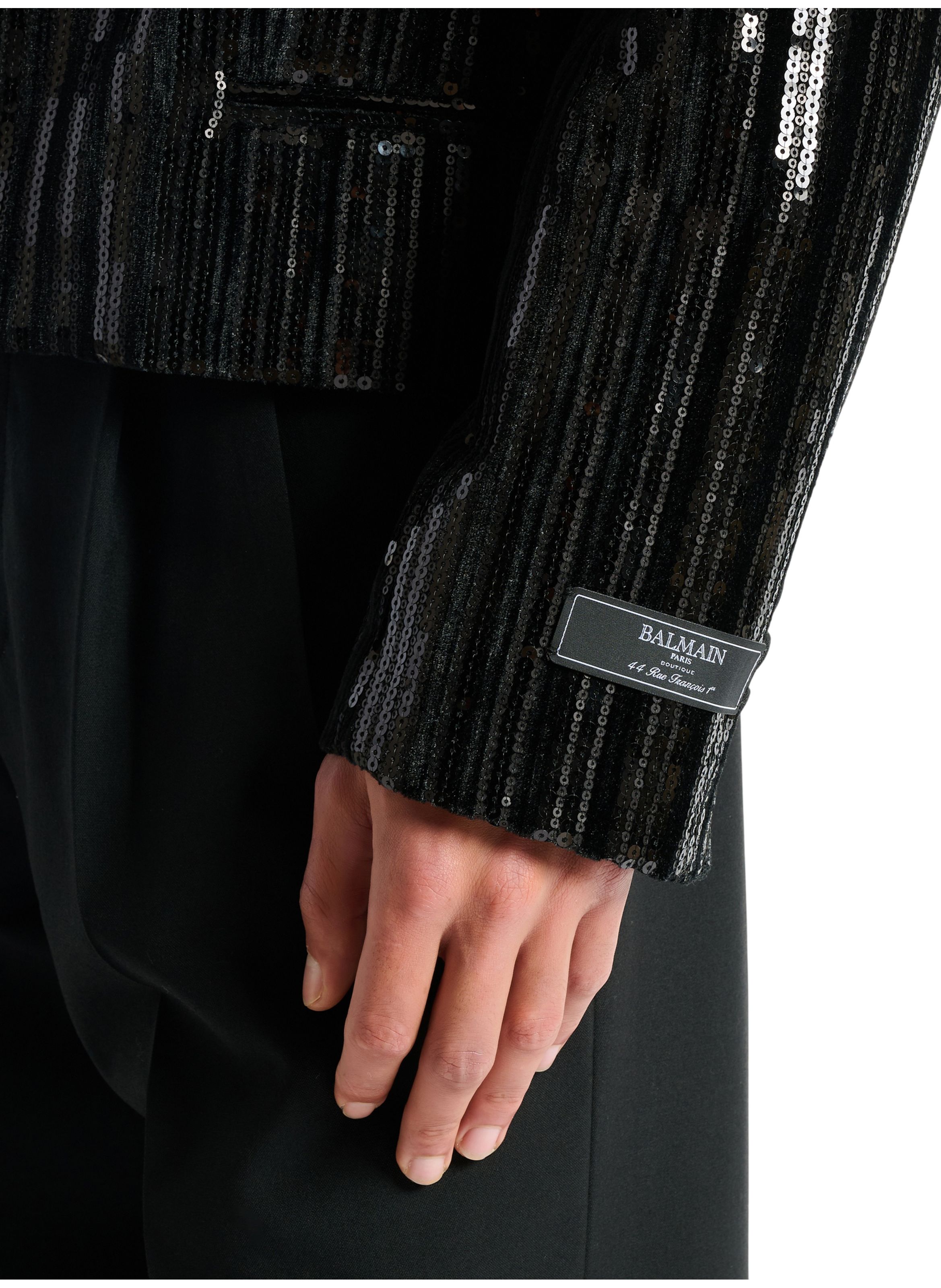 Spencer en velours à sequins BALMAIN Noir