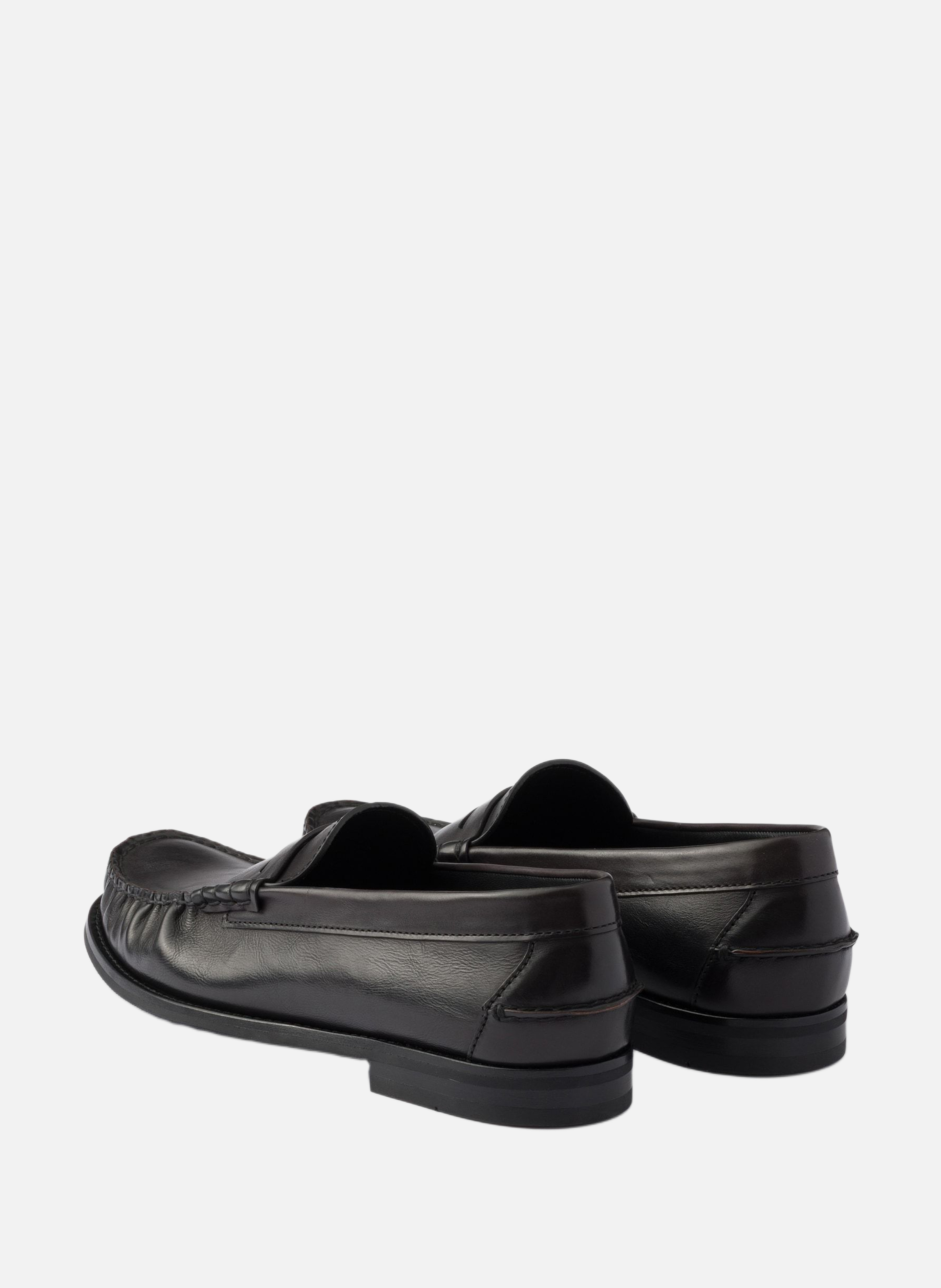 Mocassins en cuir vieilli PRADA Noir