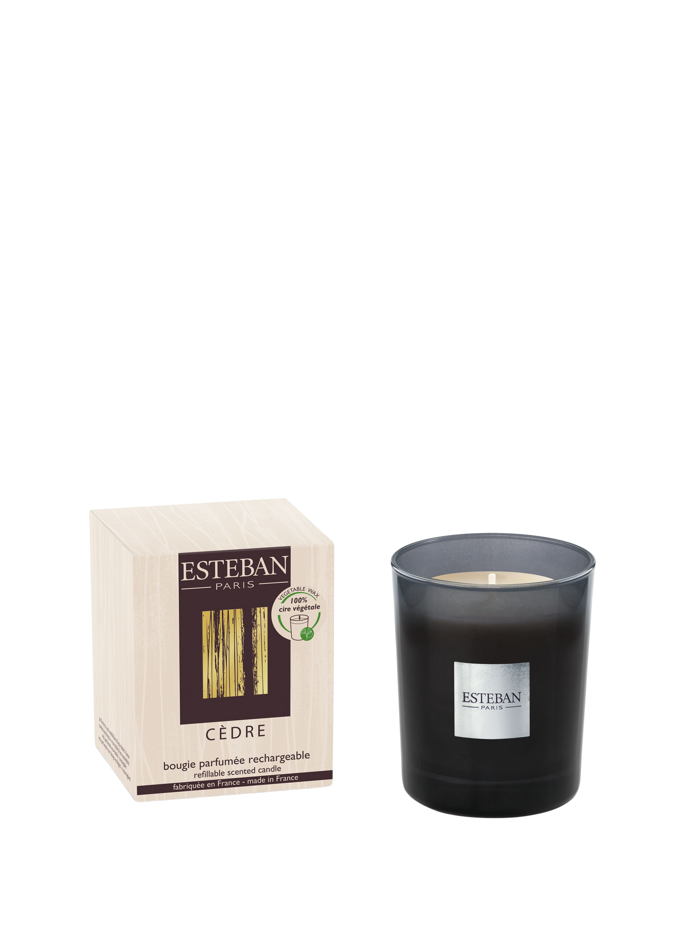 Bougie parfumée rechargeable Cèdre 180 g ESTEBAN Beige