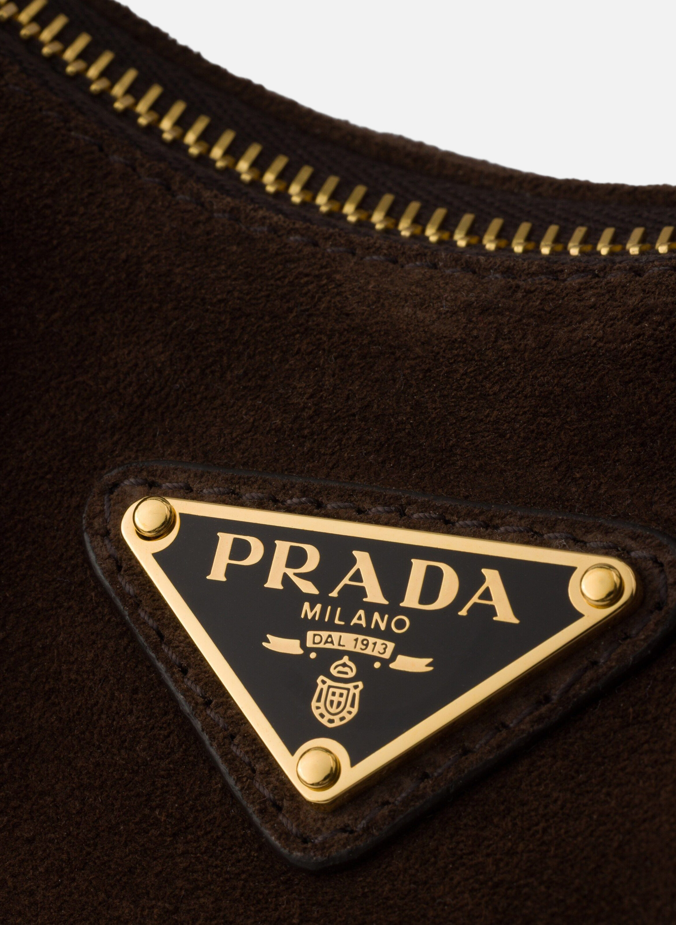 Sac à bandoulière prada aimée en veau velours PRADA Marron