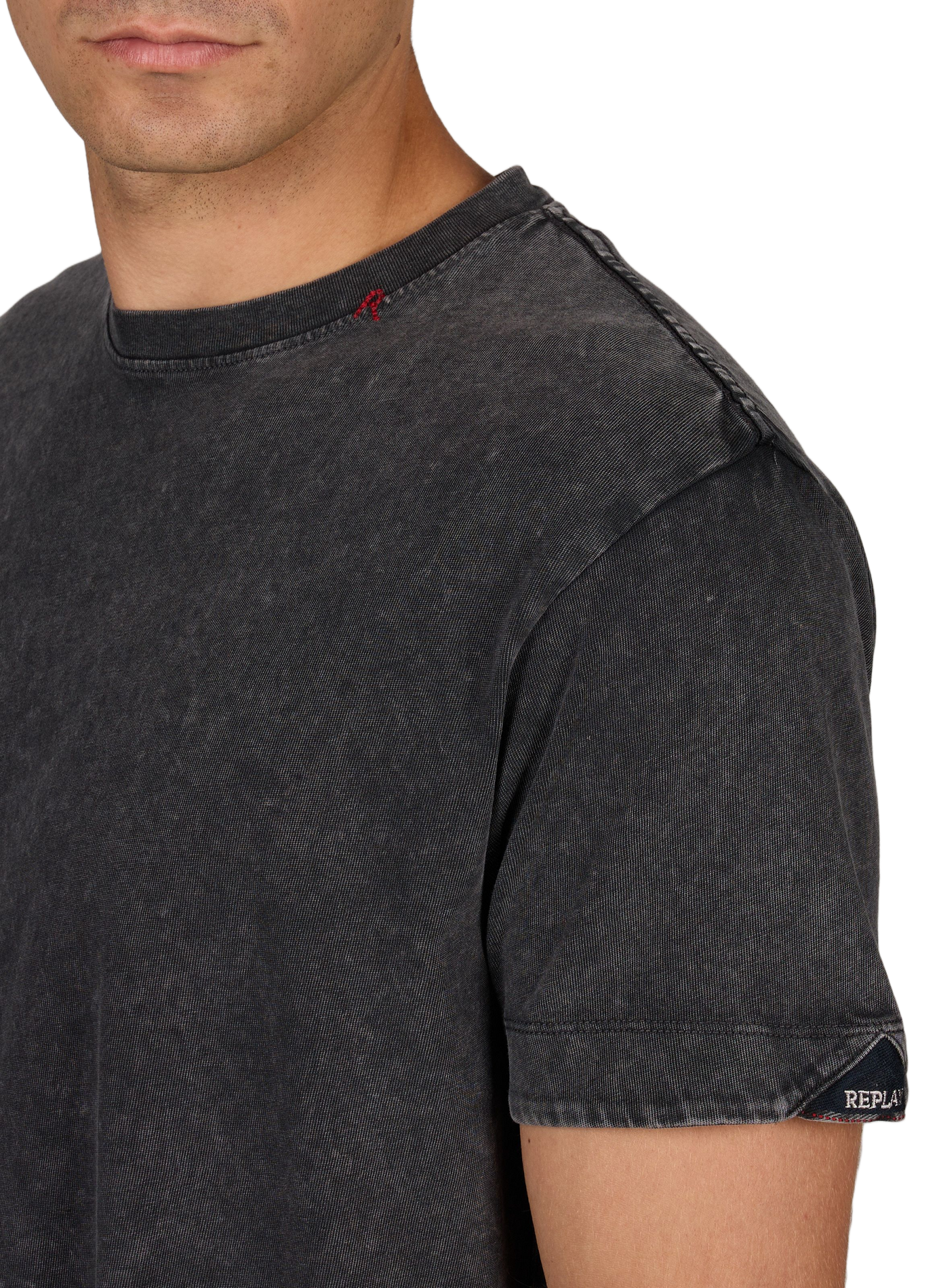 Tee-shirt col rond en coton REPLAY Gris