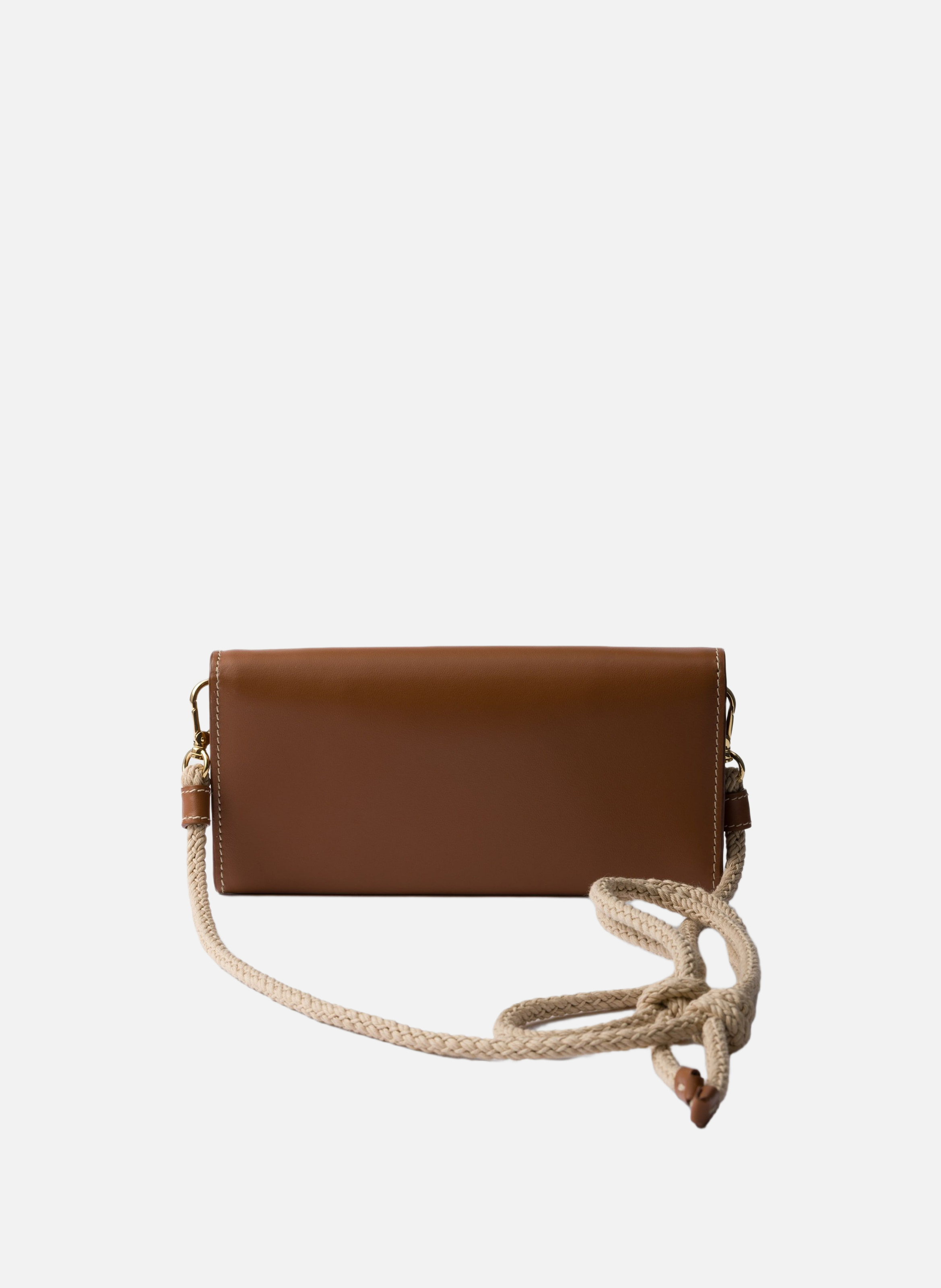 Porte-monnaie en cuir avec bandoulière PRADA Marron