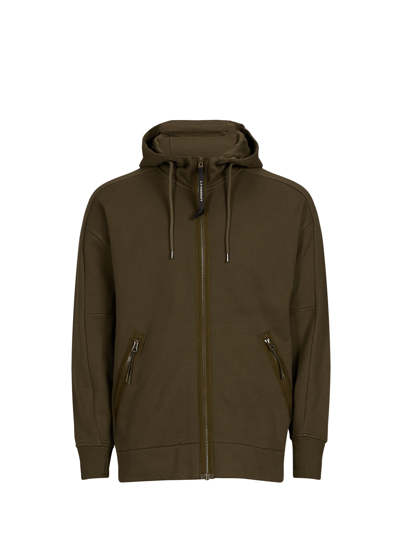 Sweat à capuche en coton avec lunettes intégrées CP COMPANY Kaki