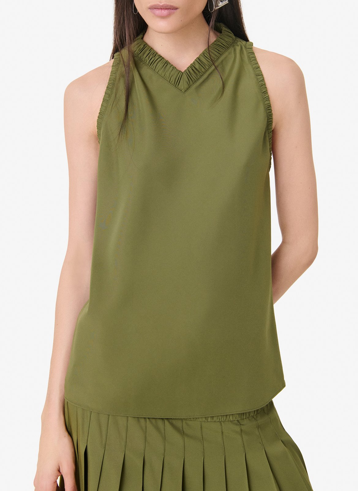 Top droit col v anxa IRO Vert