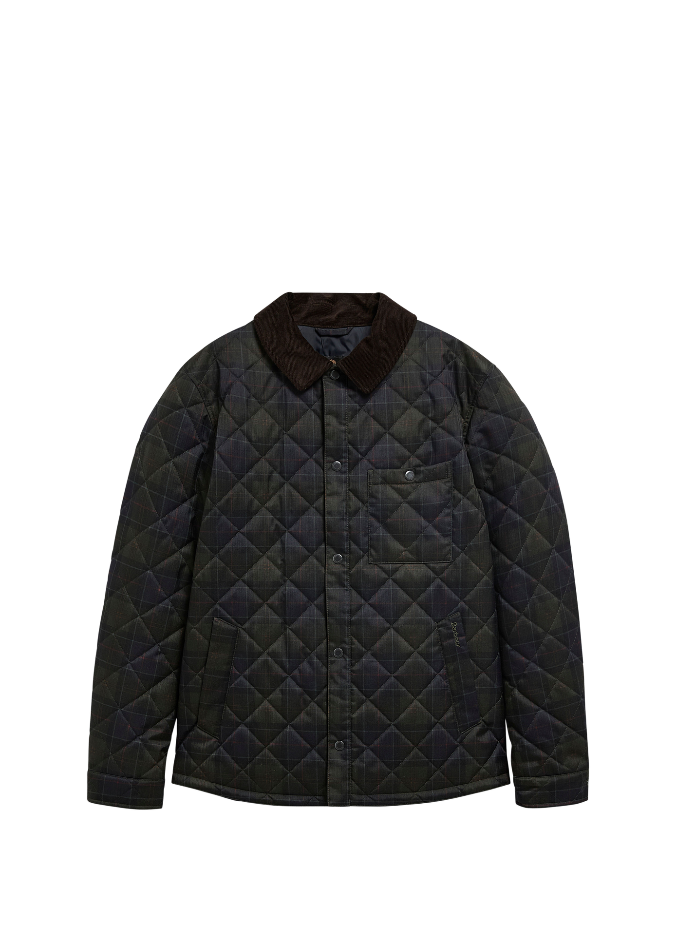 Straight quilted jacket with classic collar in check pattern BARBOUR Multicolour