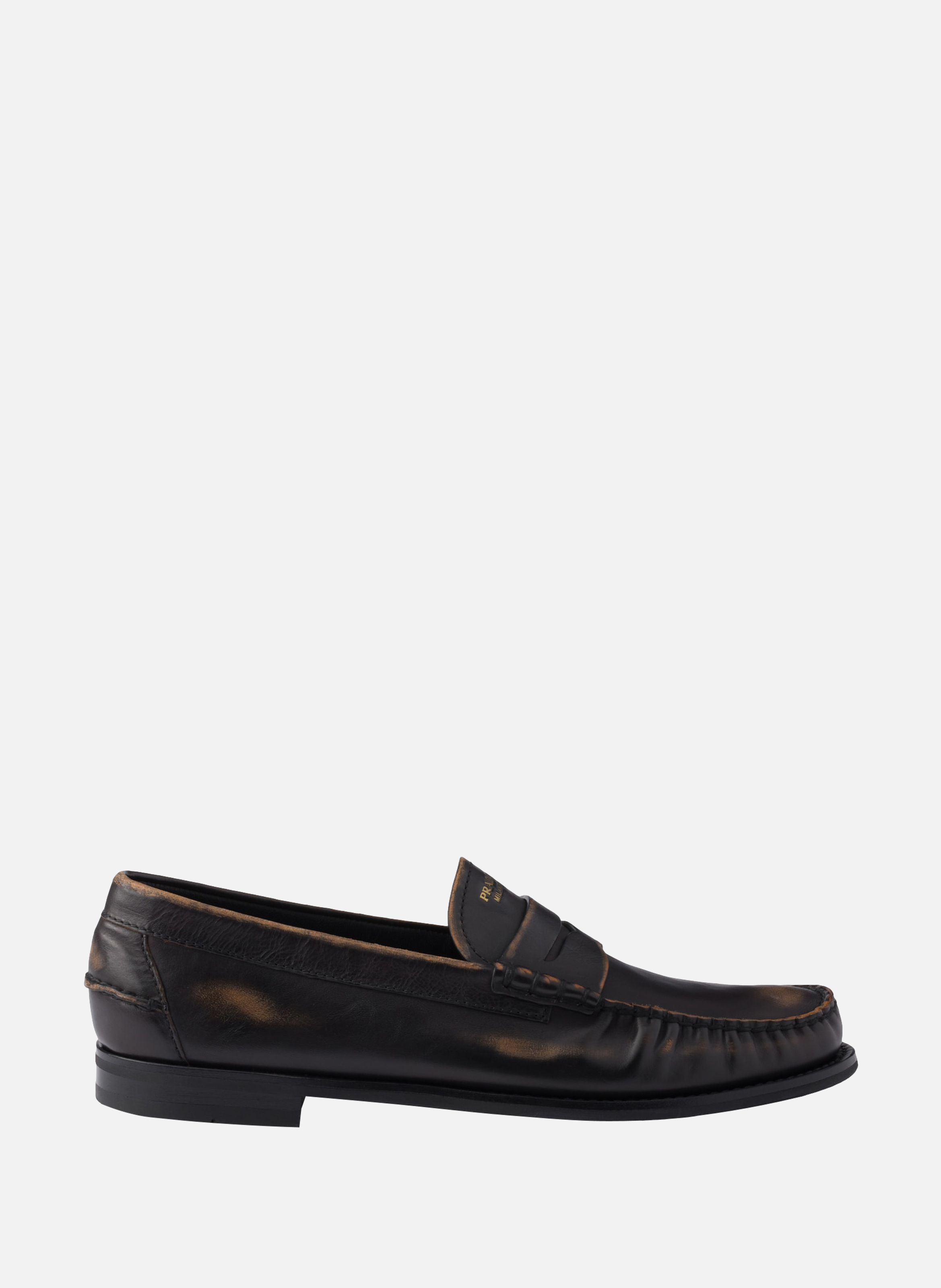 Mocassins en cuir vieilli PRADA Noir