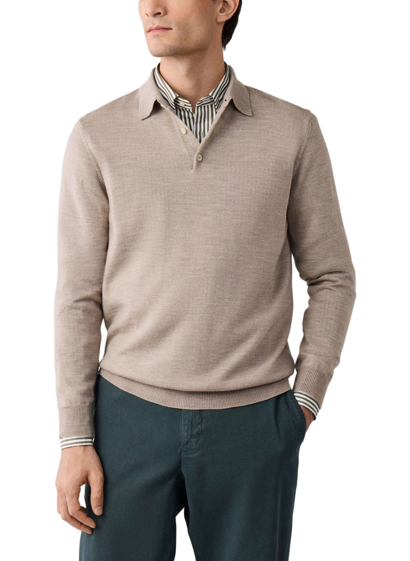 Rechte wollen trui met polokraag FACONNABLE Beige